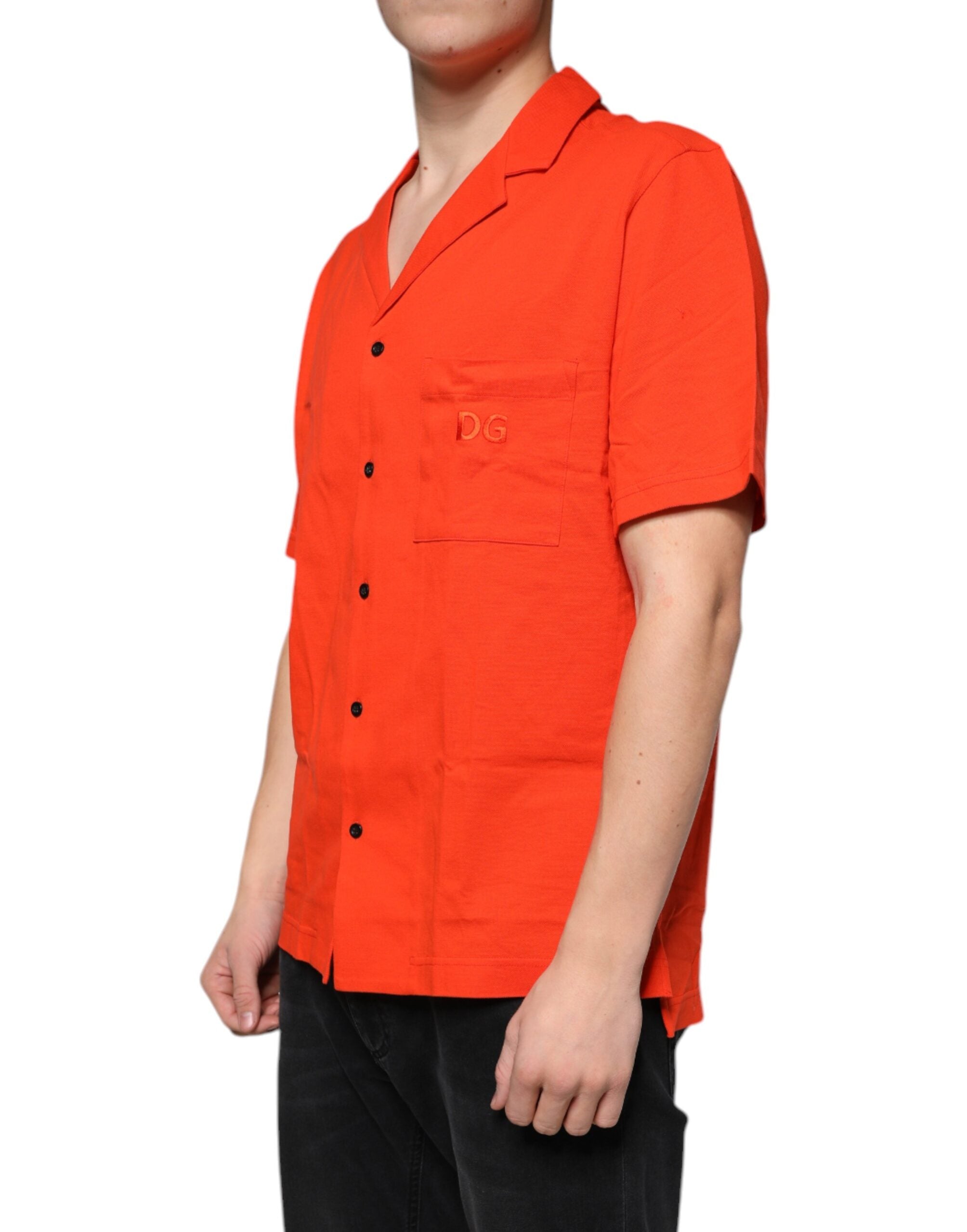 Polo casual de algodón naranja con botones de Dolce &amp; Gabbana