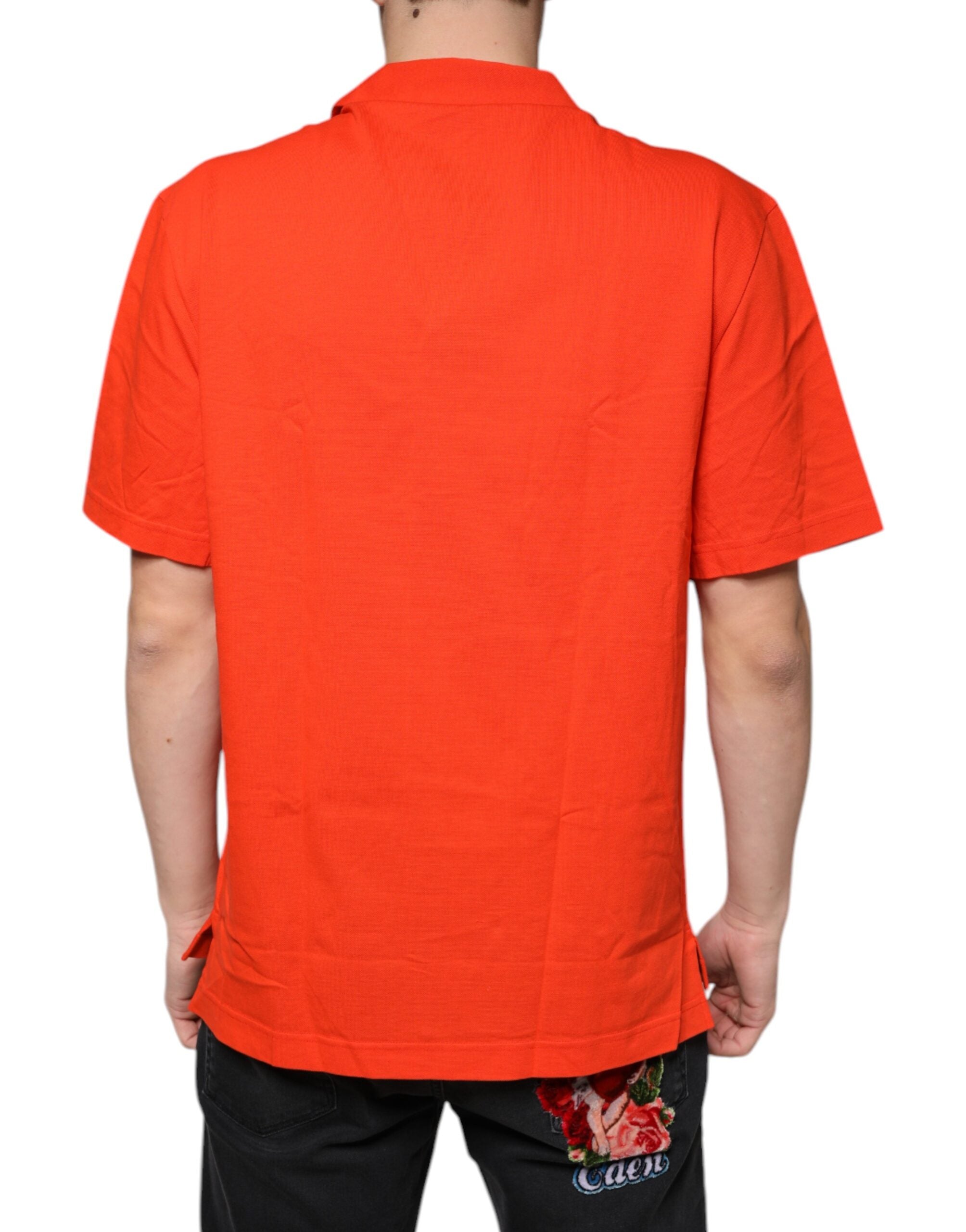 Polo casual de algodón naranja con botones de Dolce &amp; Gabbana