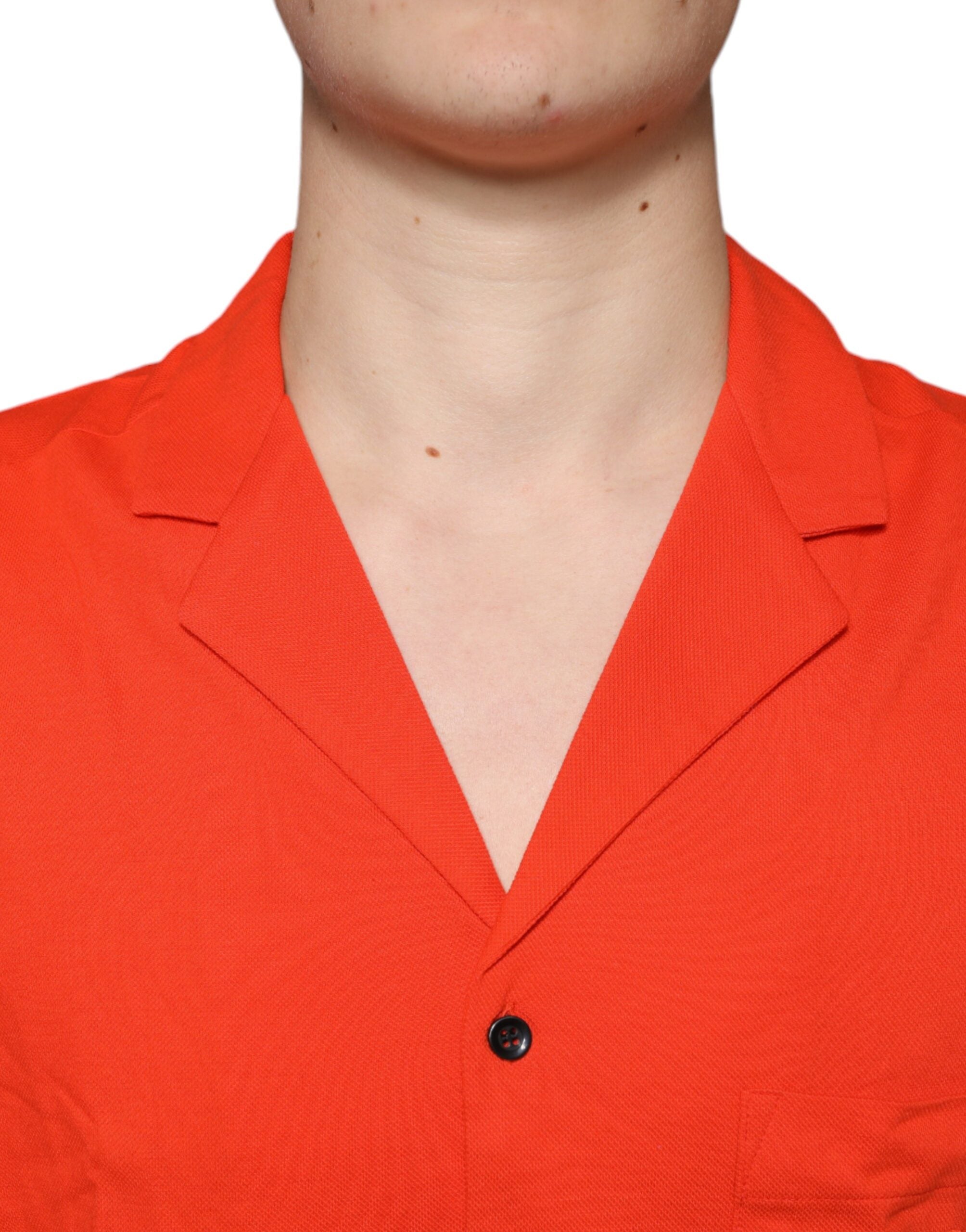 Polo casual de algodón naranja con botones de Dolce &amp; Gabbana