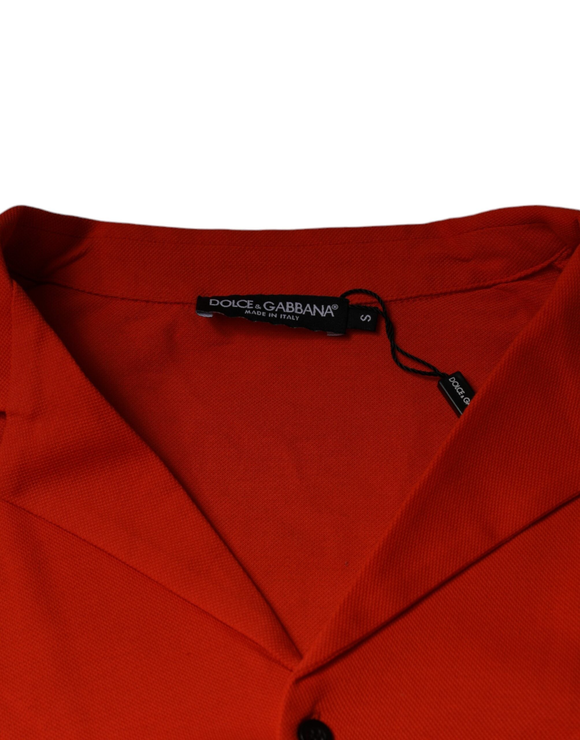 Polo casual de algodón naranja con botones de Dolce &amp; Gabbana