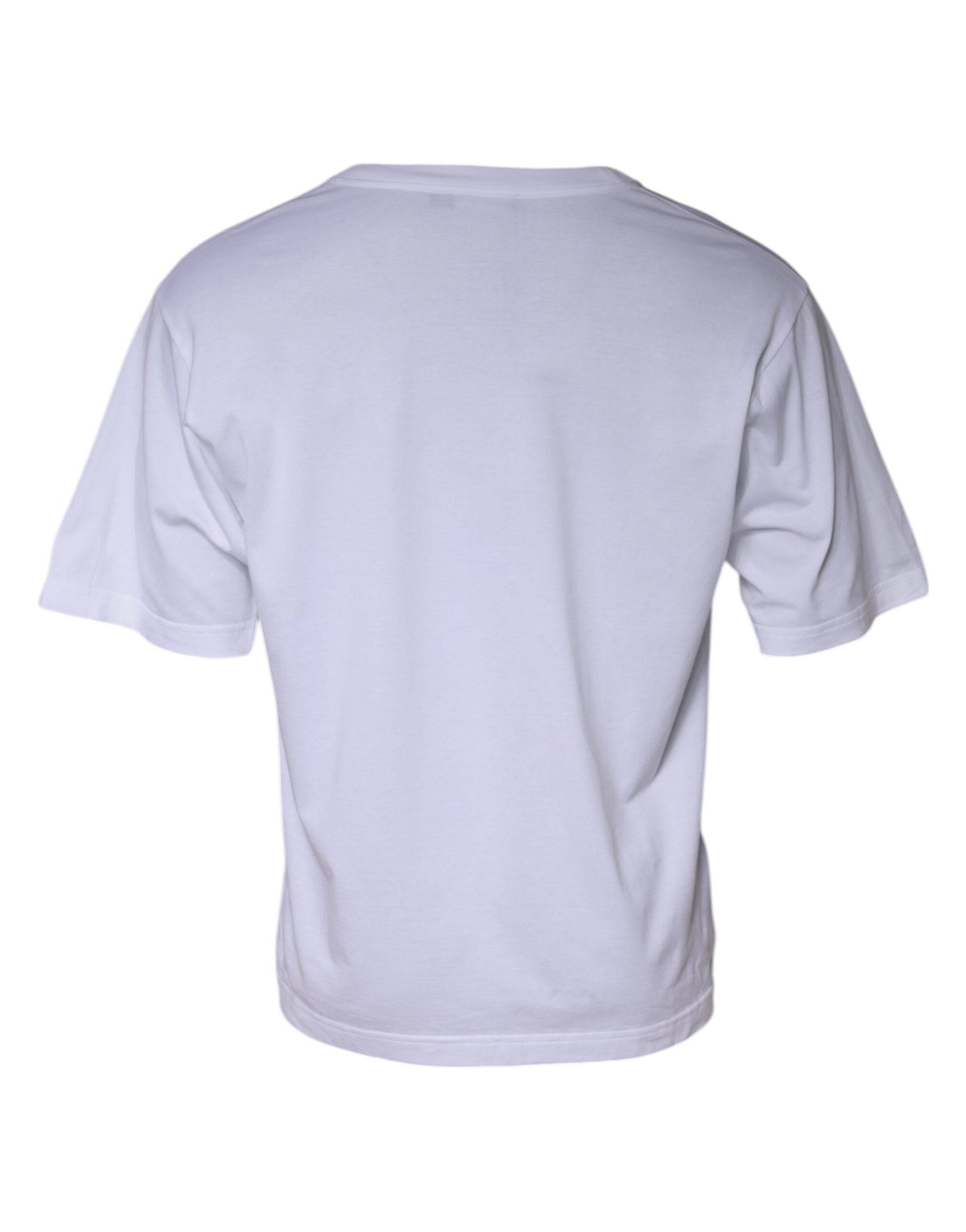 Camiseta de algodón con cuello redondo y parche del logotipo blanco de Dolce &amp; Gabbana