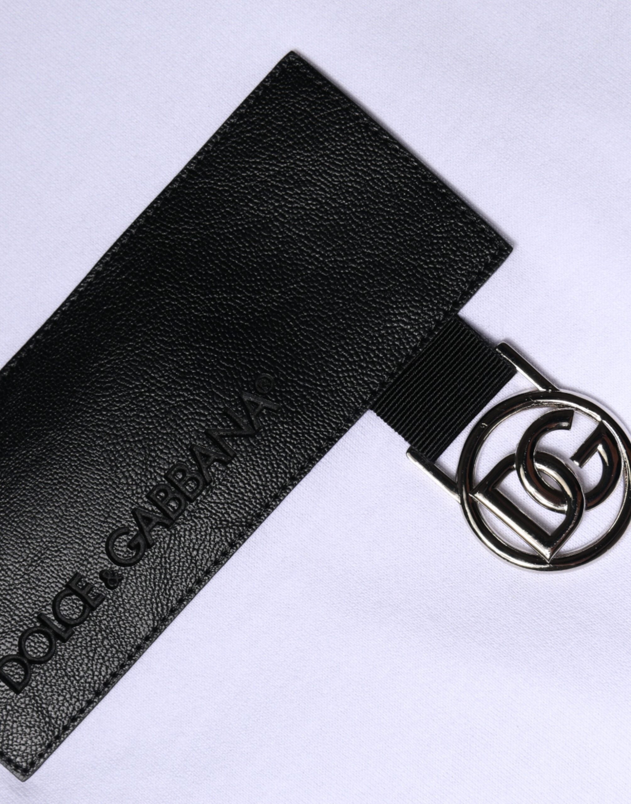 Camiseta de algodón con cuello redondo y parche del logotipo blanco de Dolce &amp; Gabbana