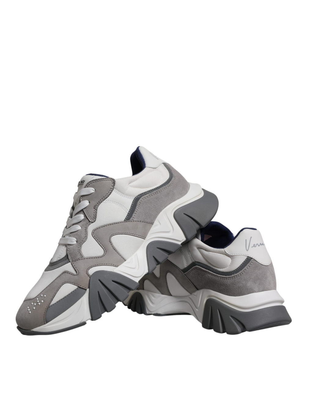 Zapatillas Versace Squalo de caña baja y gruesa de neopreno y cuero gris