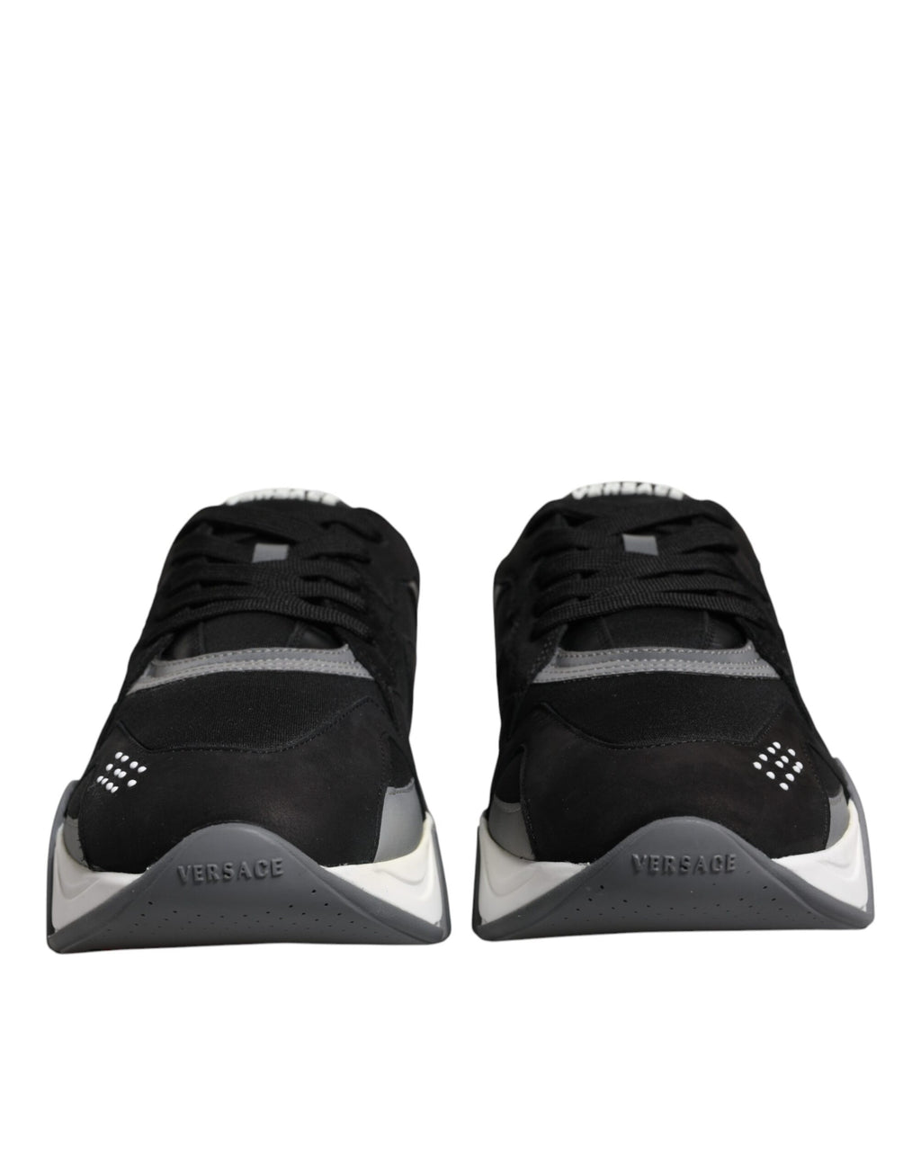 Zapatillas bajas gruesas de neopreno de cuero negro de Versace Squalo Shoes
