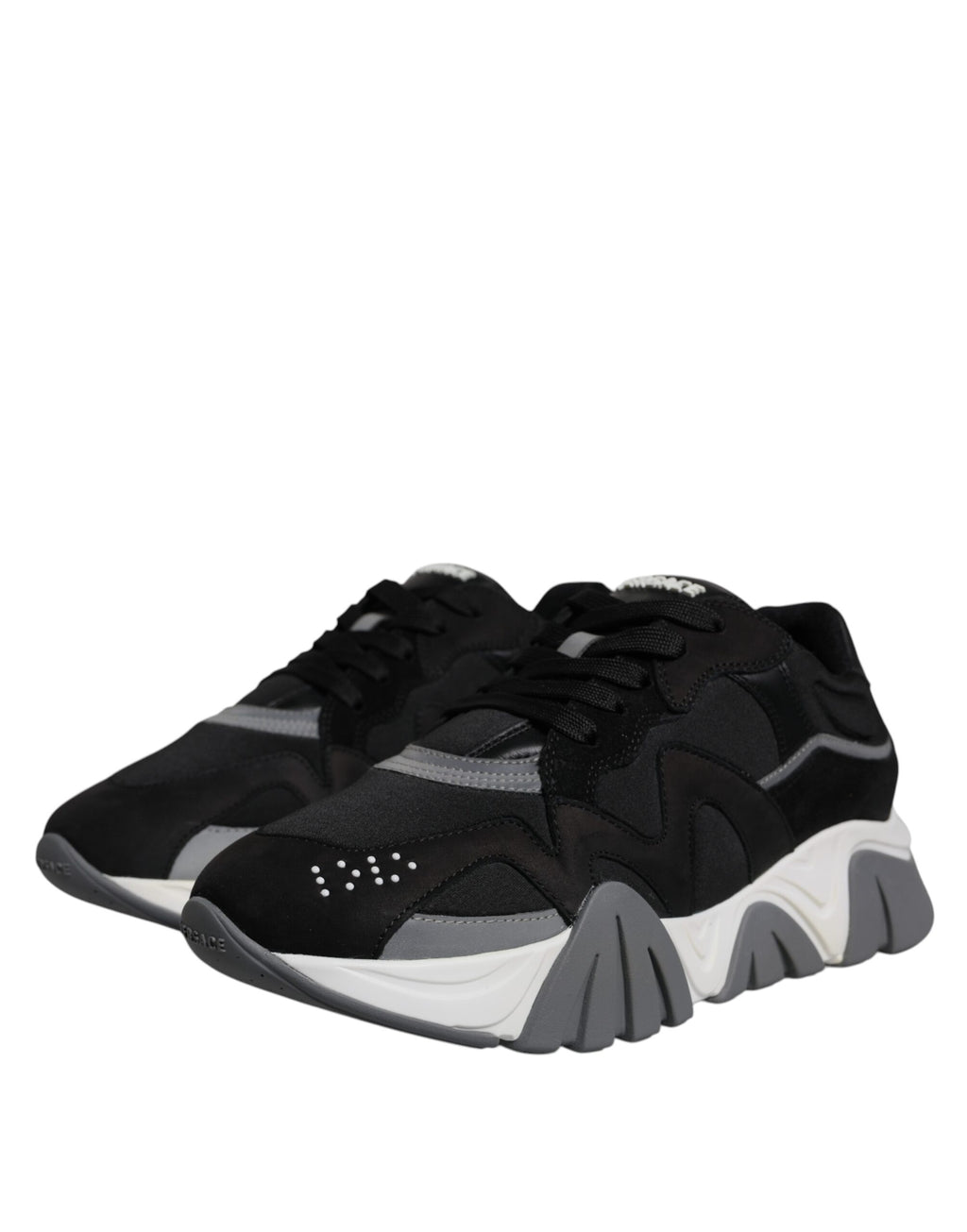 Zapatillas bajas gruesas de neopreno de cuero negro de Versace Squalo Shoes