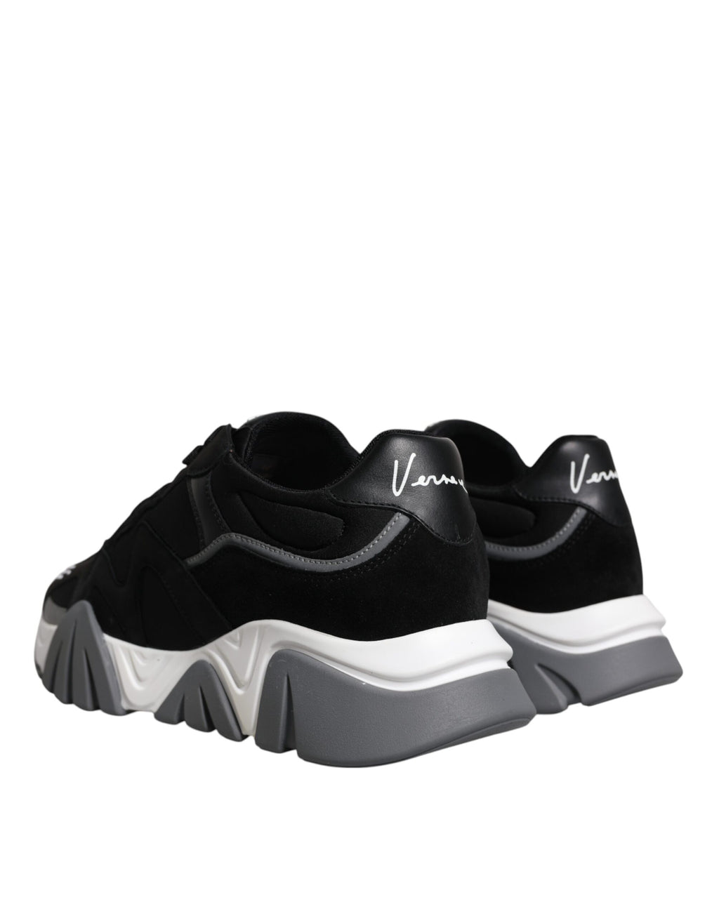 Zapatillas bajas gruesas de neopreno de cuero negro de Versace Squalo Shoes