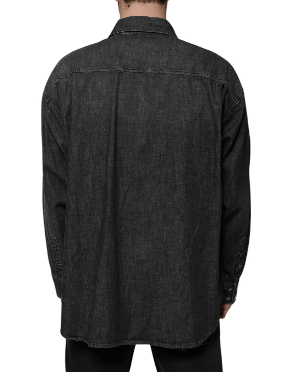 Camisa vaquera de algodón con botones y logotipo negro de Dolce &amp; Gabbana