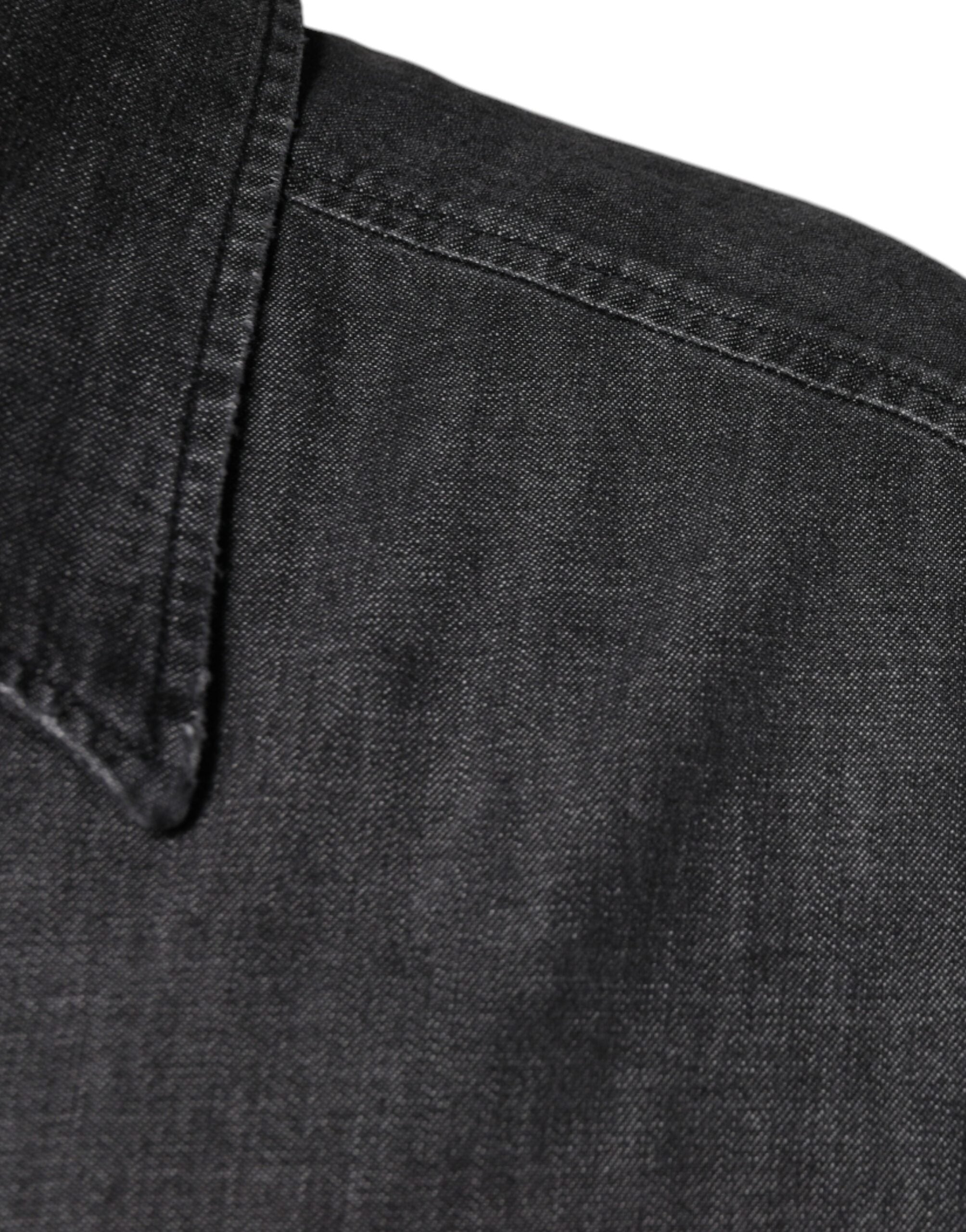 Camisa vaquera de algodón con botones y logotipo negro de Dolce &amp; Gabbana