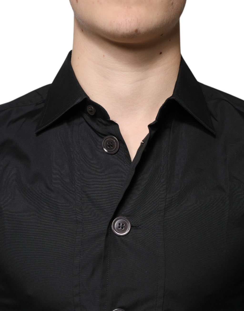 Camisa formal de manga larga de algodón negra de Dolce &amp; Gabbana