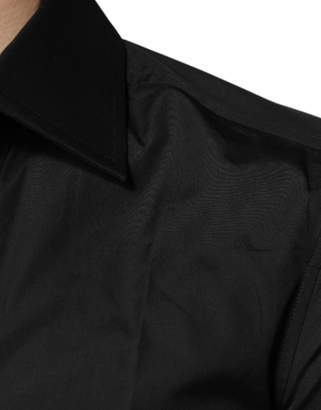 Camisa formal de manga larga de algodón negra de Dolce &amp; Gabbana