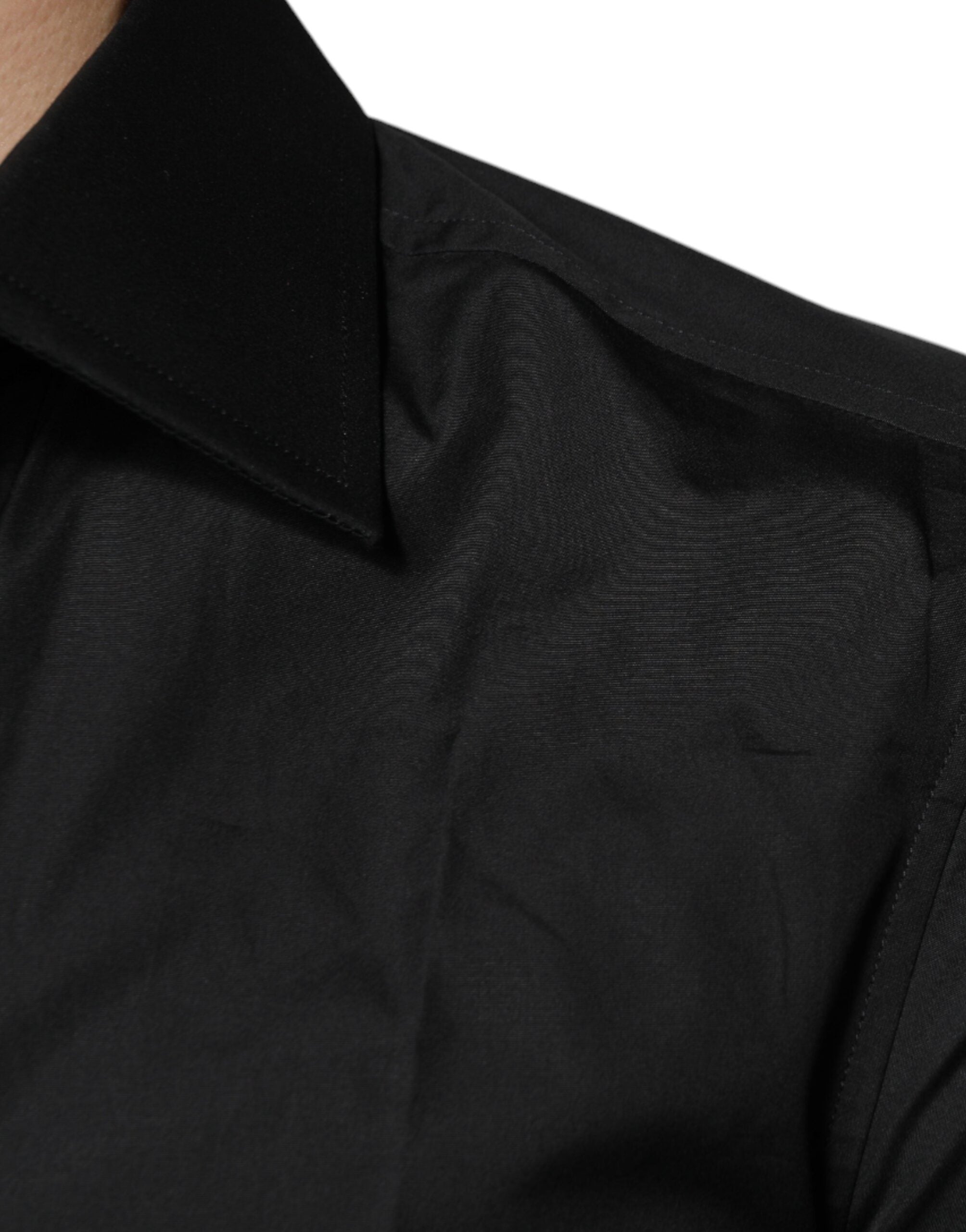 Camisa formal de manga larga de algodón negra de Dolce &amp; Gabbana