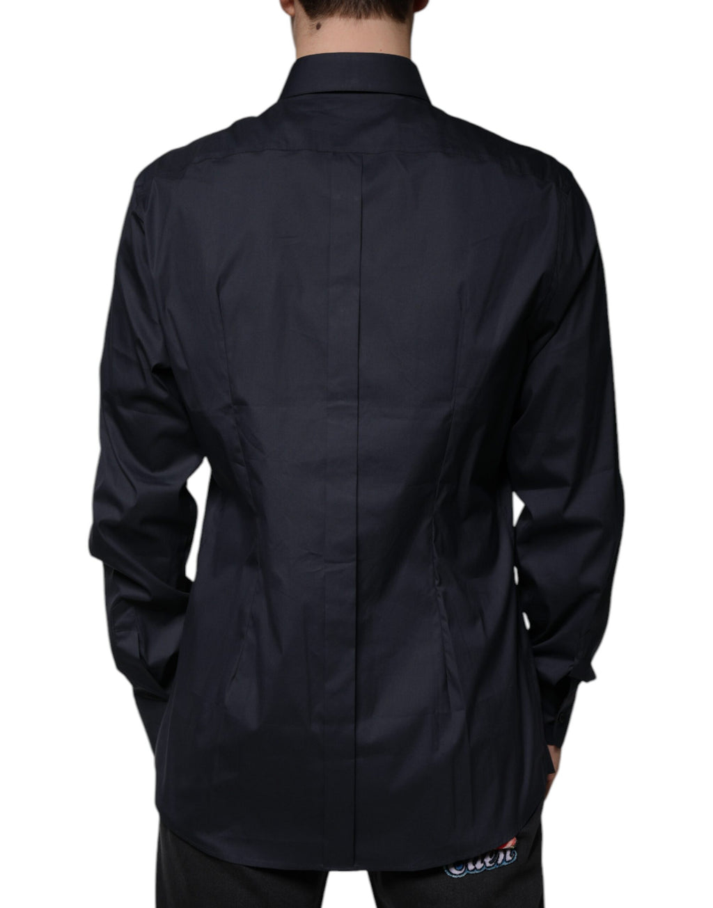 Camisa de vestir formal Dolce &amp; Gabbana en mezcla de algodón negro dorado