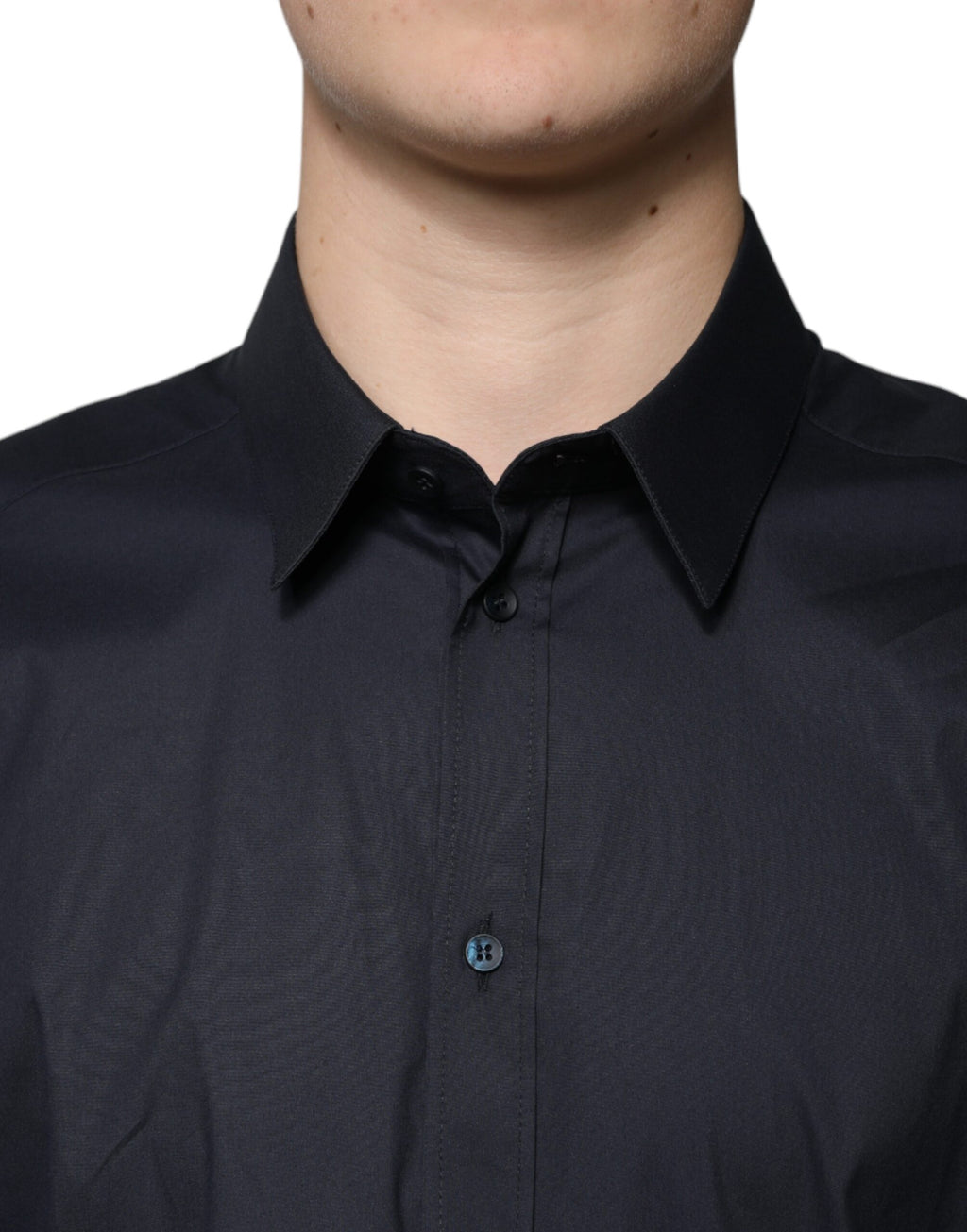 Camisa de vestir formal Dolce &amp; Gabbana en mezcla de algodón negro dorado