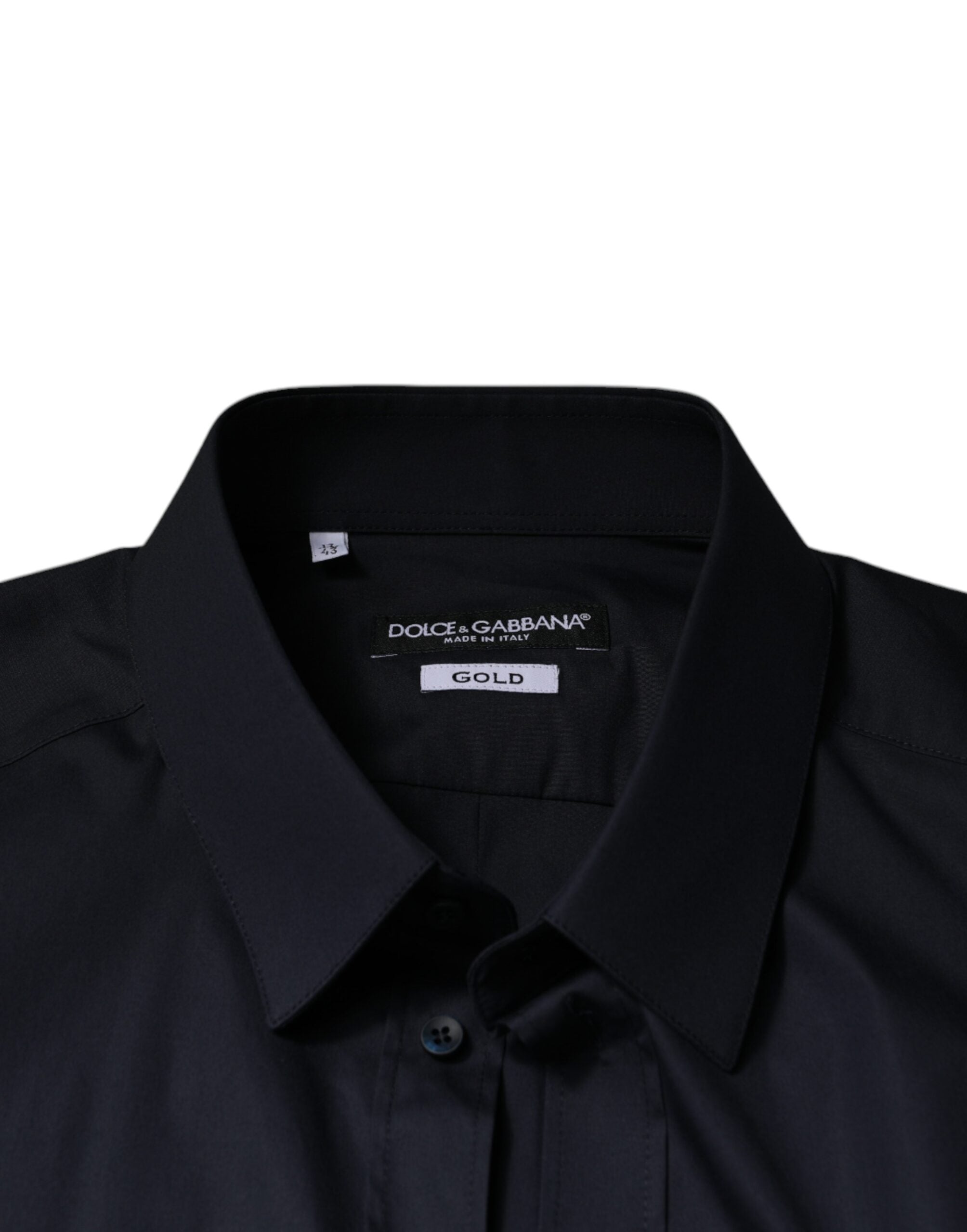 Camisa de vestir formal Dolce &amp; Gabbana en mezcla de algodón negro dorado