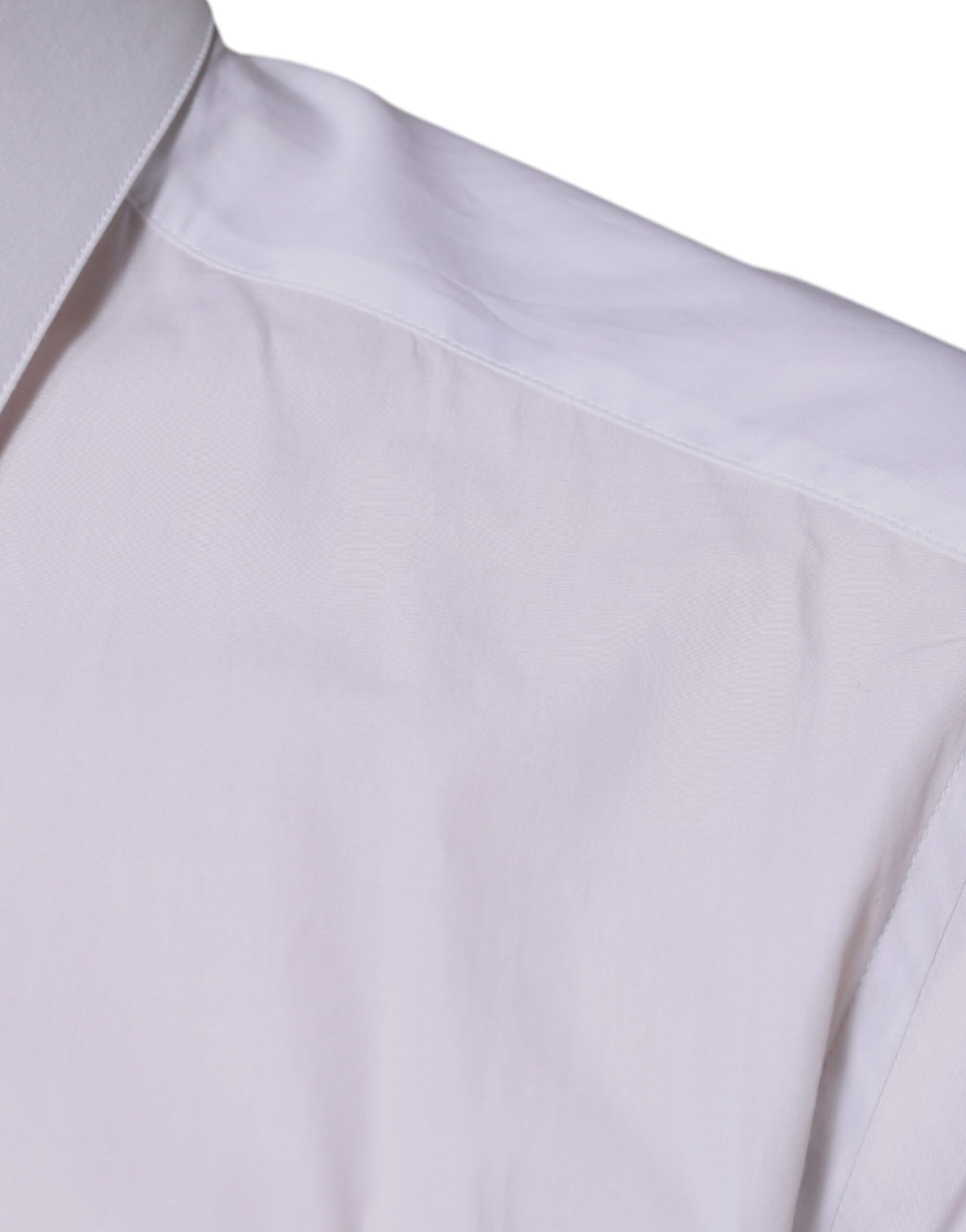 Camisa de vestir formal Dolce &amp; Gabbana de algodón blanco con logotipo dorado para hombre