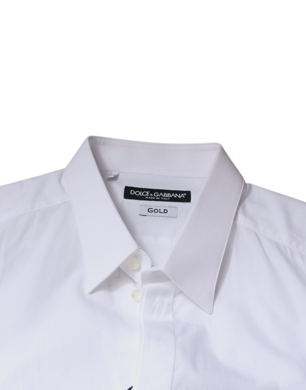 Camisa de vestir formal Dolce &amp; Gabbana de algodón blanco con logotipo dorado para hombre