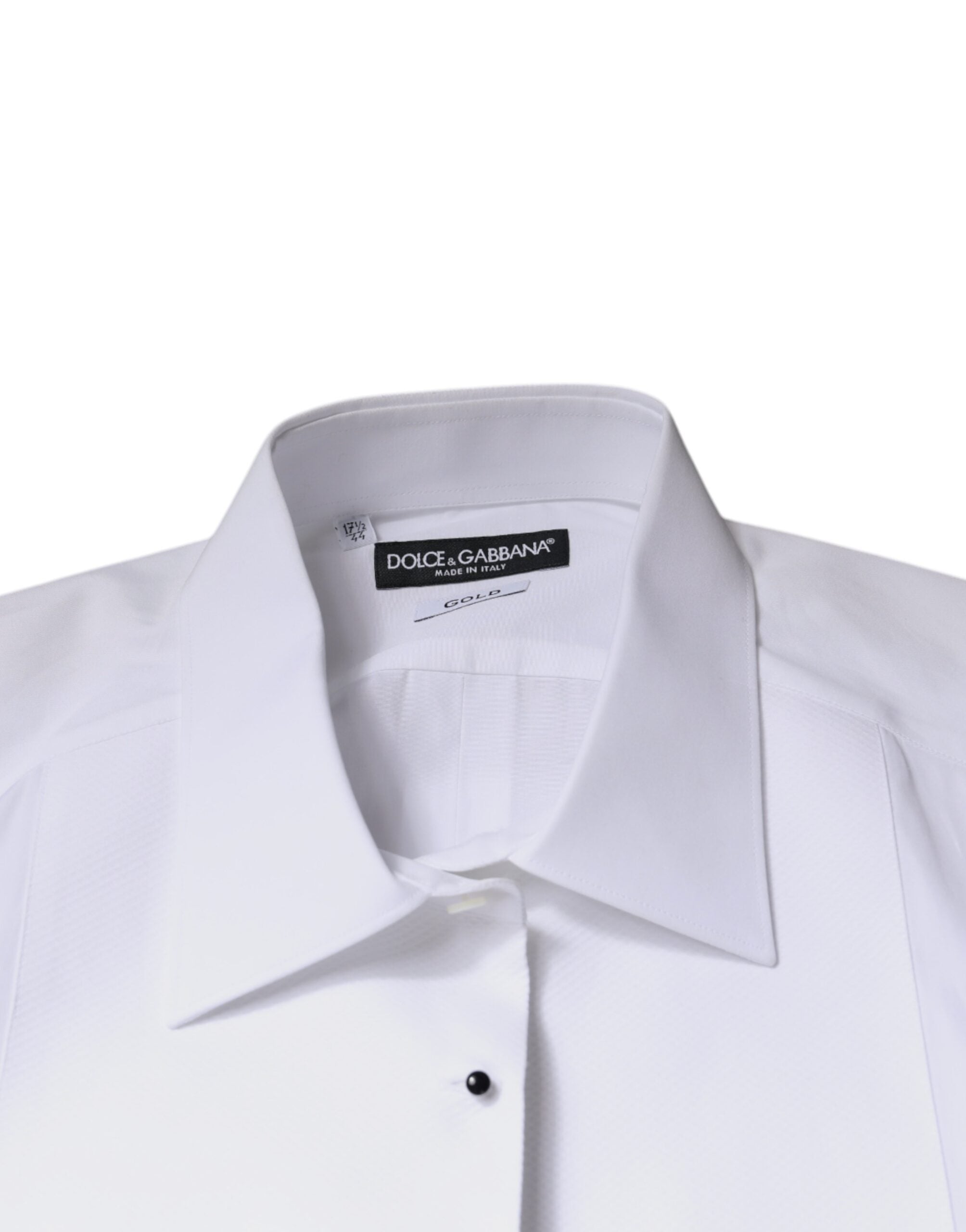 Camisa formal Dolce &amp; Gabbana de popelina de algodón con pechera blanca dorada