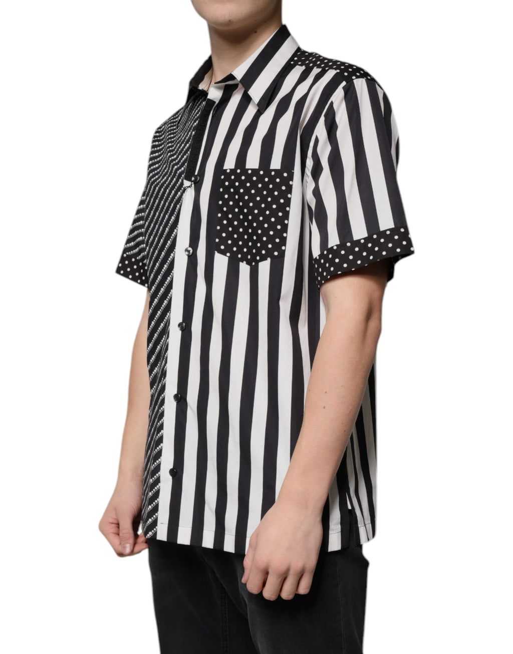Camisa informal con botones y rayas blancas y negras de Dolce &amp; Gabbana