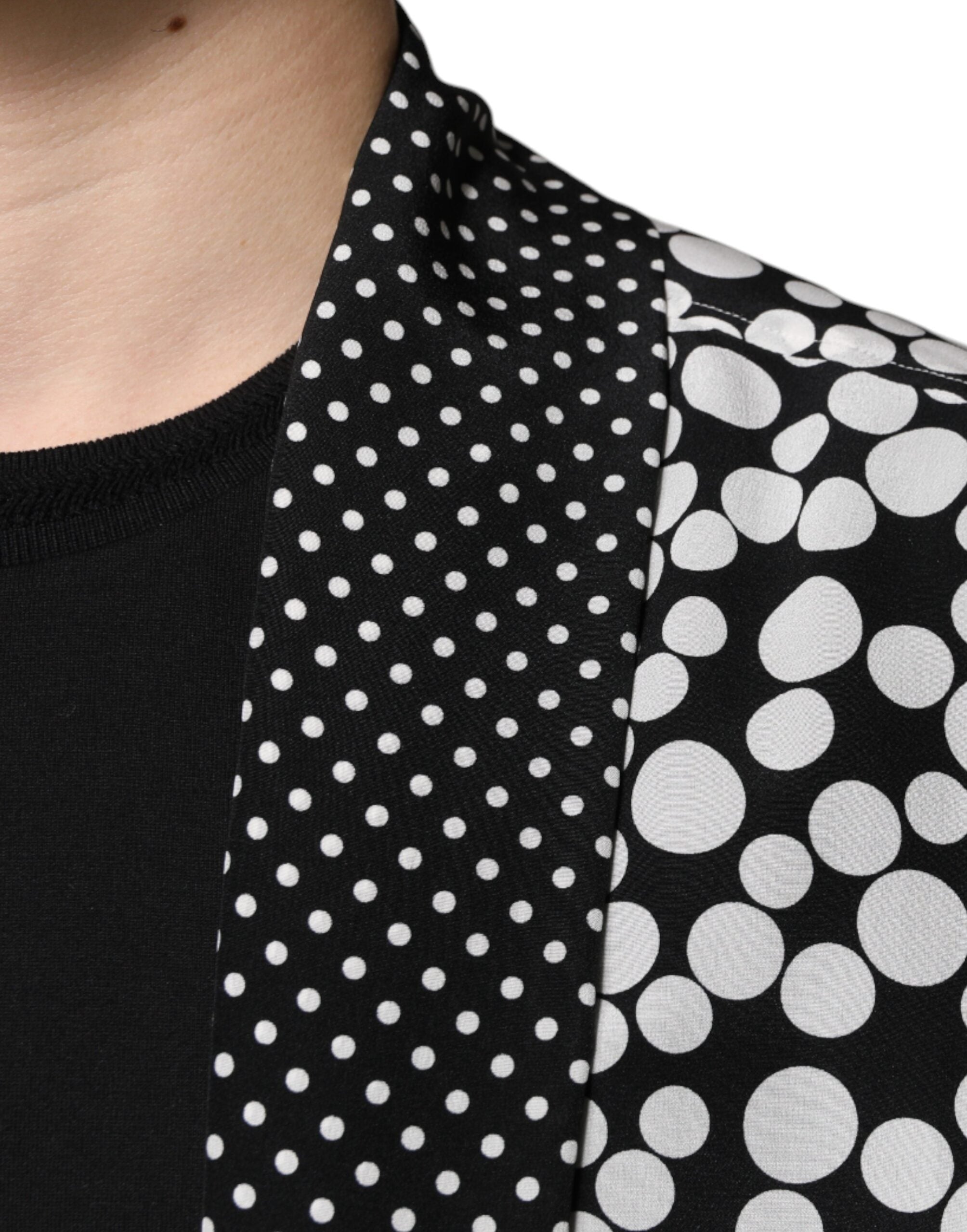 Camisa casual de seda con lunares blancos y negros de Dolce &amp; Gabbana para hombre