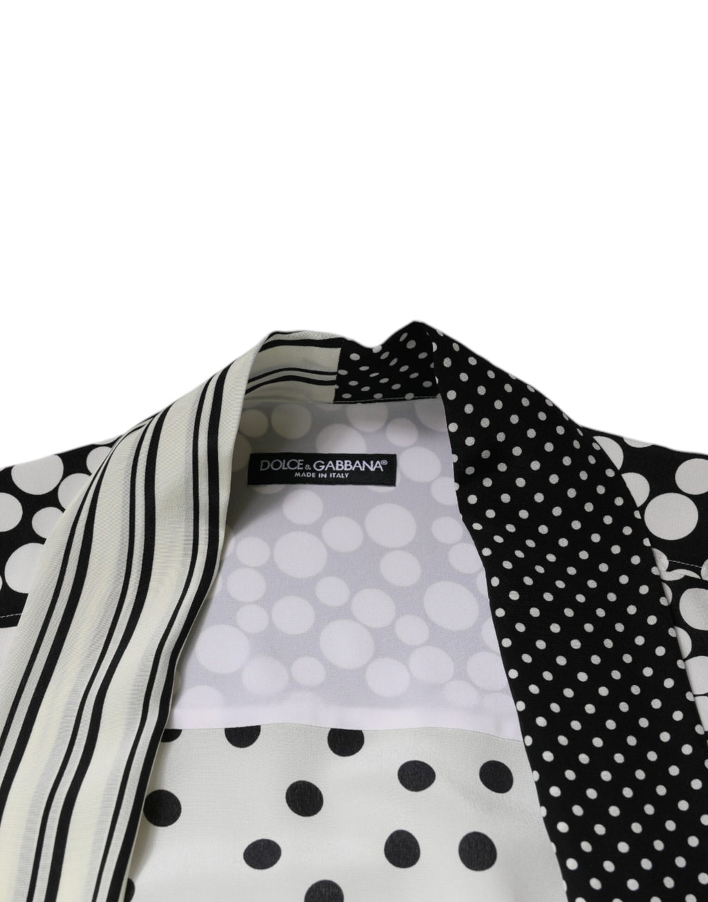 Camisa casual de seda con lunares blancos y negros de Dolce &amp; Gabbana para hombre