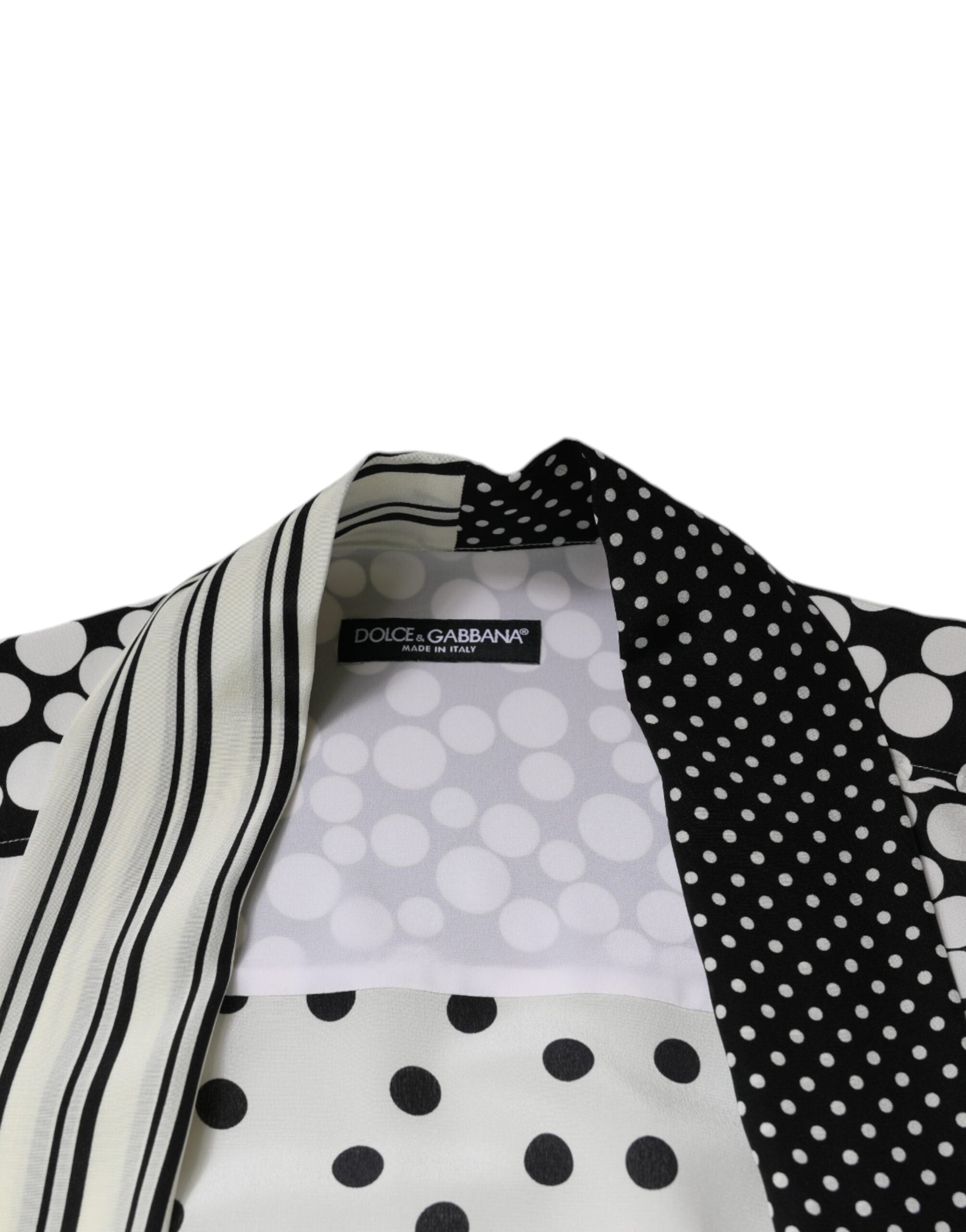 Camisa casual de seda con lunares blancos y negros de Dolce &amp; Gabbana para hombre
