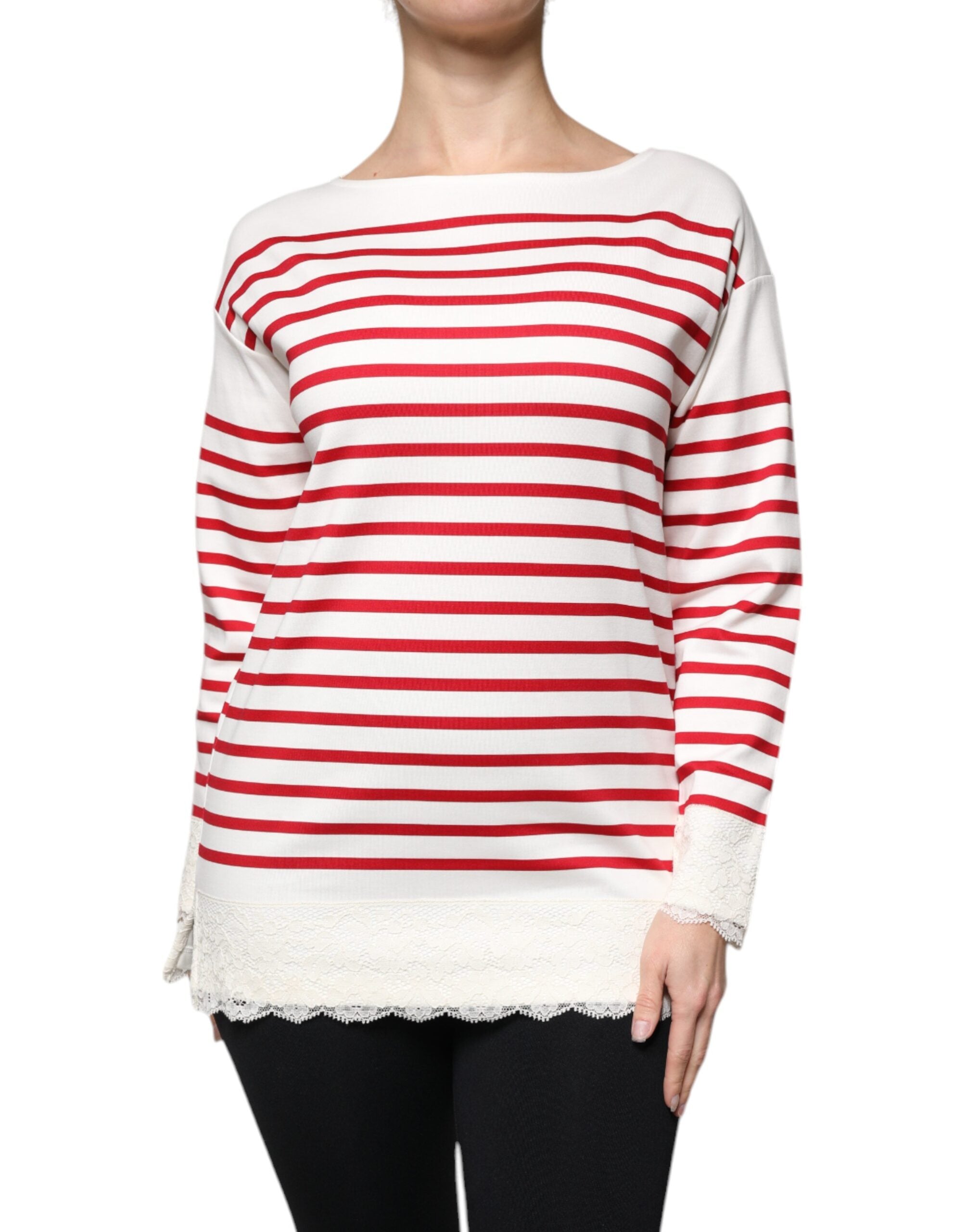 Top de algodón de manga larga con rayas blancas y rojas de Dolce &amp; Gabbana
