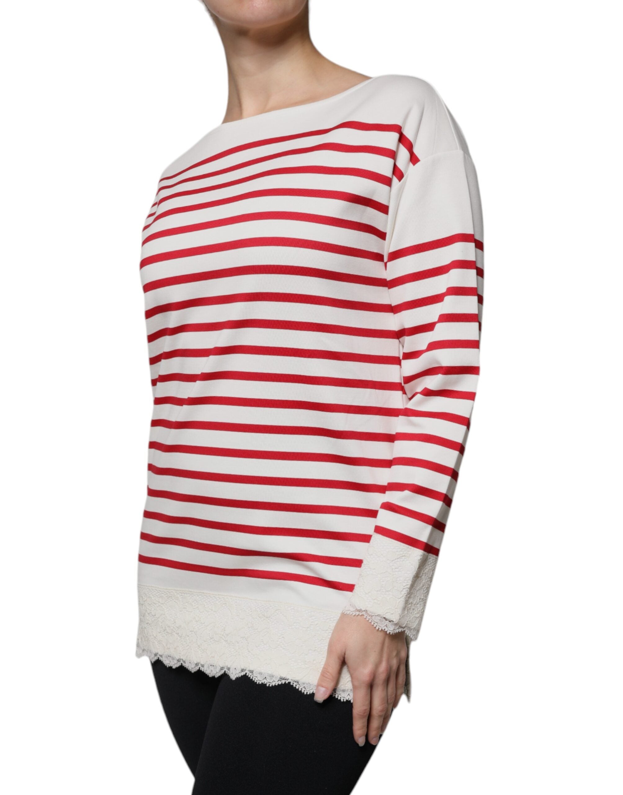 Top de algodón de manga larga con rayas blancas y rojas de Dolce &amp; Gabbana