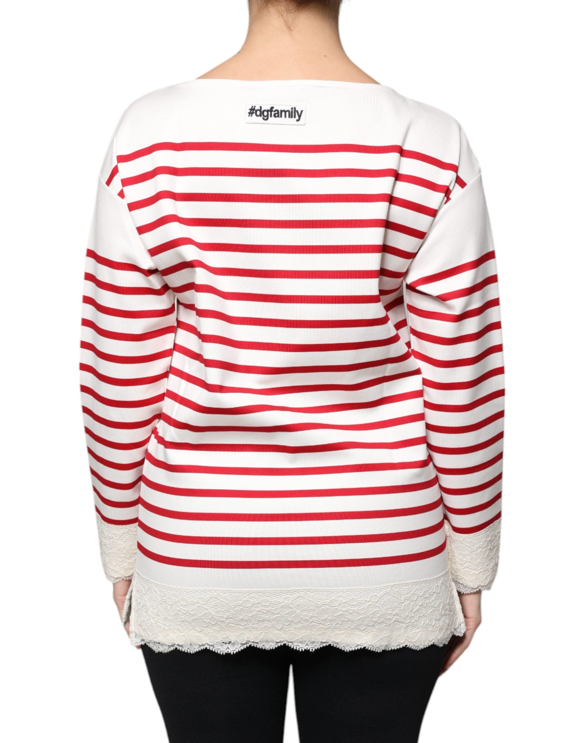Top de algodón de manga larga con rayas blancas y rojas de Dolce &amp; Gabbana