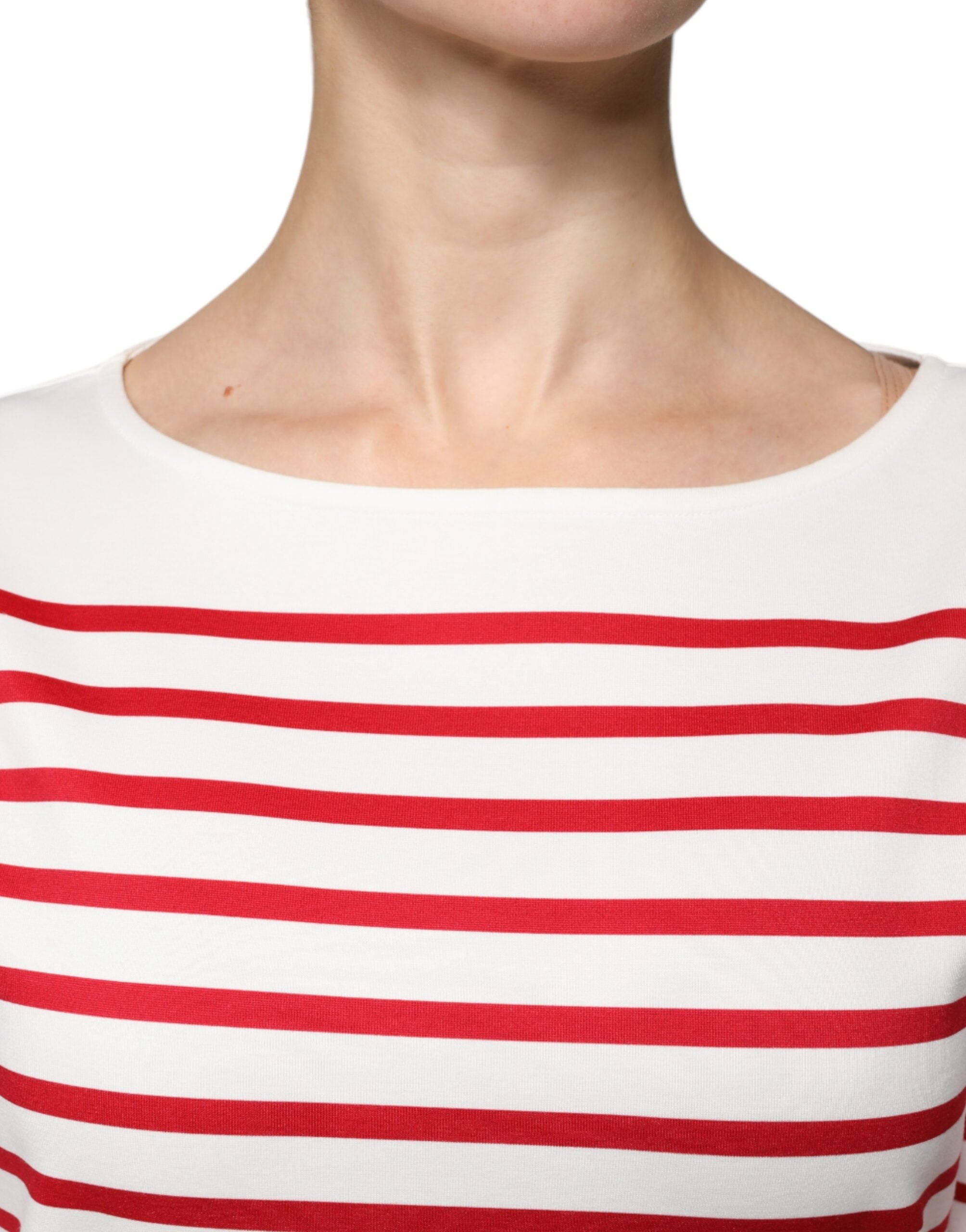 Top de algodón de manga larga con rayas blancas y rojas de Dolce &amp; Gabbana
