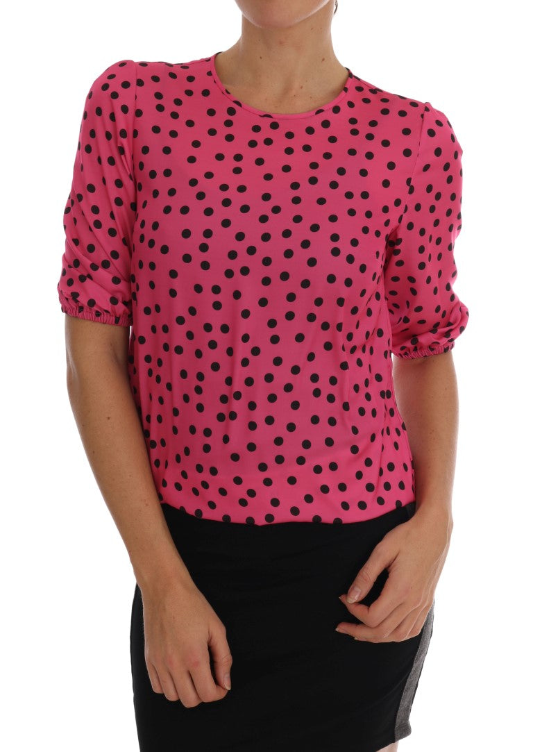 Blusa de seda con lunares rosas de Dolce &amp; Gabbana
