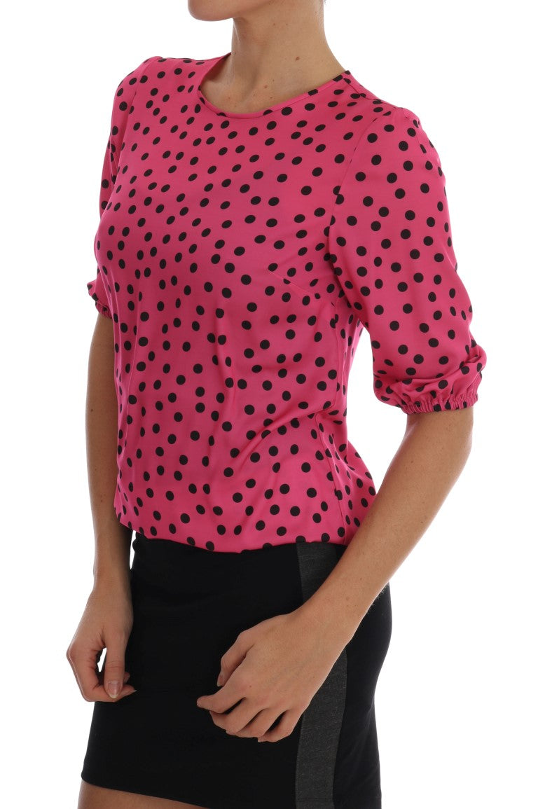 Blusa de seda con lunares rosas de Dolce &amp; Gabbana