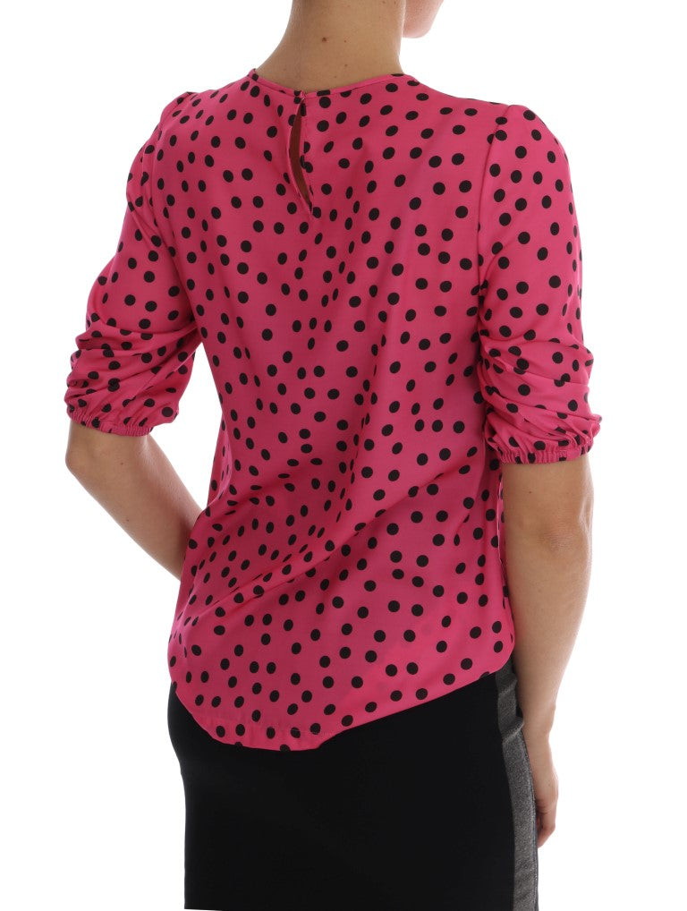 Blusa de seda con lunares rosas de Dolce &amp; Gabbana