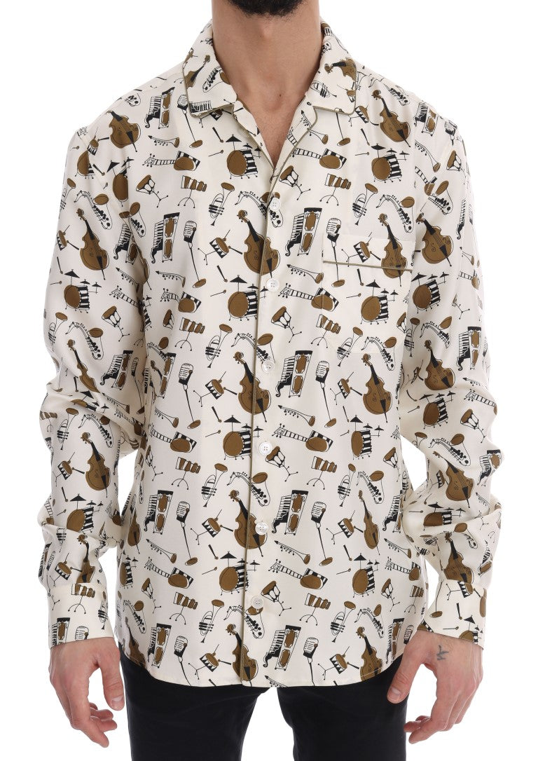 Camisa Dolce &amp; Gabbana de seda blanca con estampado JAZZ