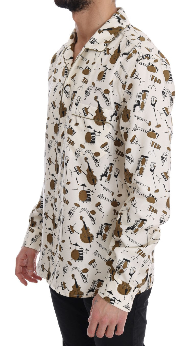 Camisa Dolce &amp; Gabbana de seda blanca con estampado JAZZ