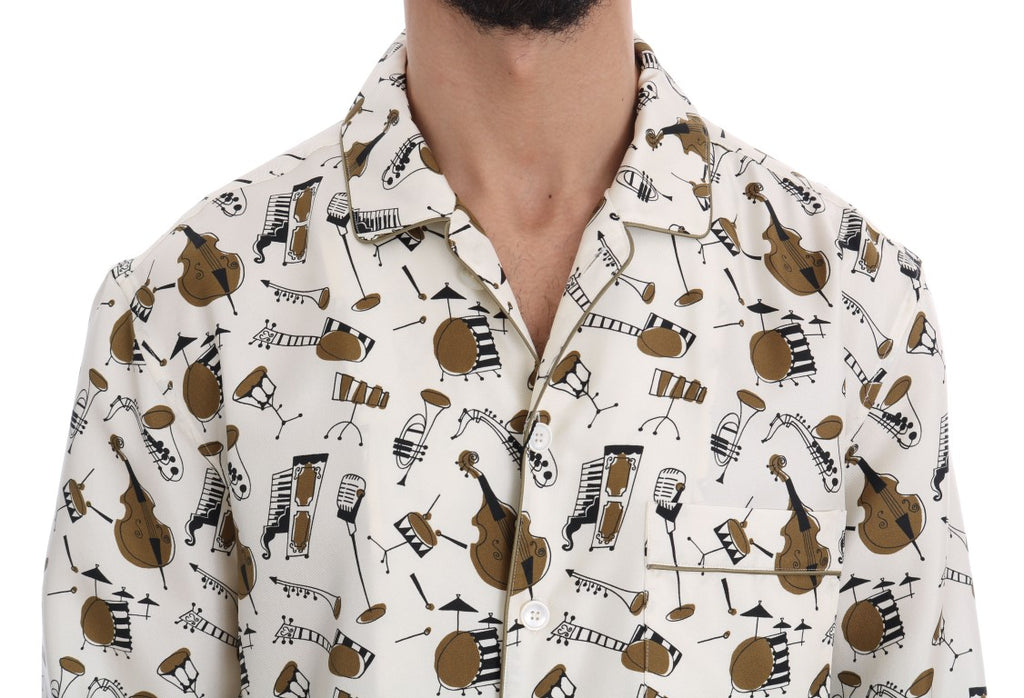 Camisa Dolce &amp; Gabbana de seda blanca con estampado JAZZ