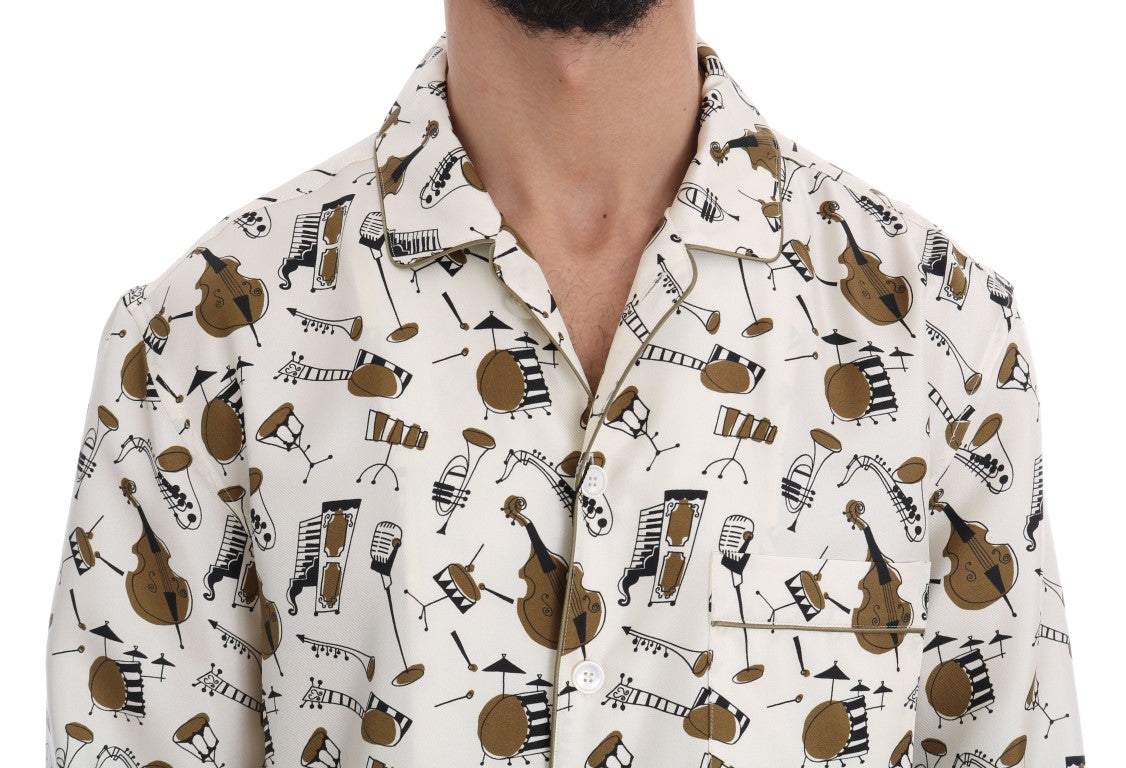 Camisa Dolce &amp; Gabbana de seda blanca con estampado JAZZ