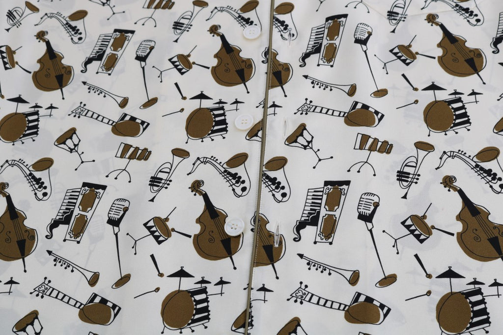 Camisa Dolce &amp; Gabbana de seda blanca con estampado JAZZ