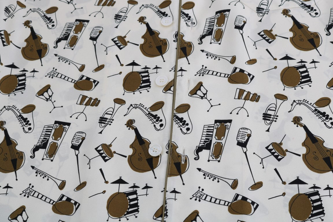 Camisa Dolce &amp; Gabbana de seda blanca con estampado JAZZ