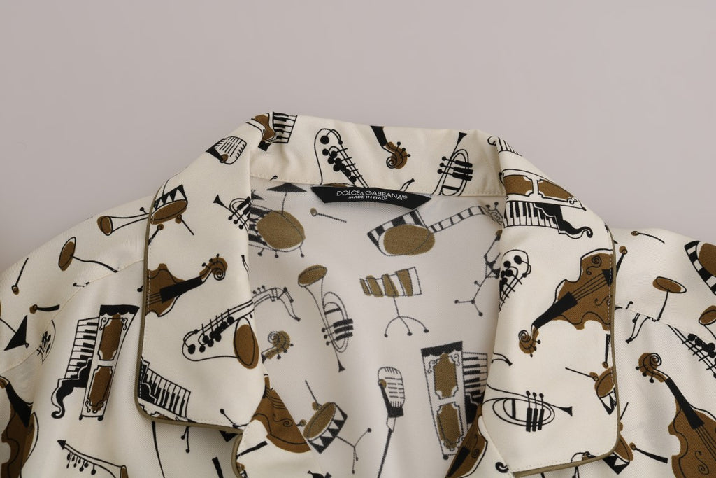 Camisa Dolce &amp; Gabbana de seda blanca con estampado JAZZ