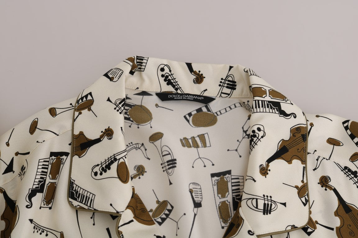 Camisa Dolce &amp; Gabbana de seda blanca con estampado JAZZ