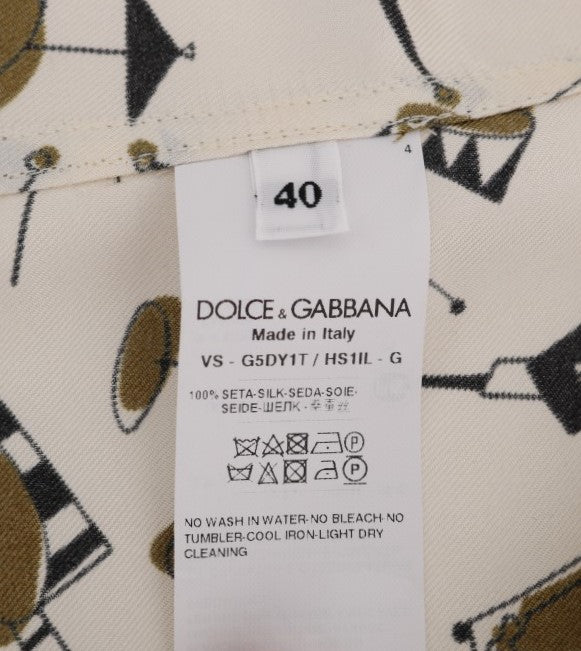 Camisa Dolce &amp; Gabbana de seda blanca con estampado JAZZ