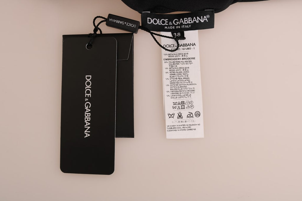 Blusa de seda negra con cristales y diseño de cuento de hadas de Dolce &amp; Gabbana