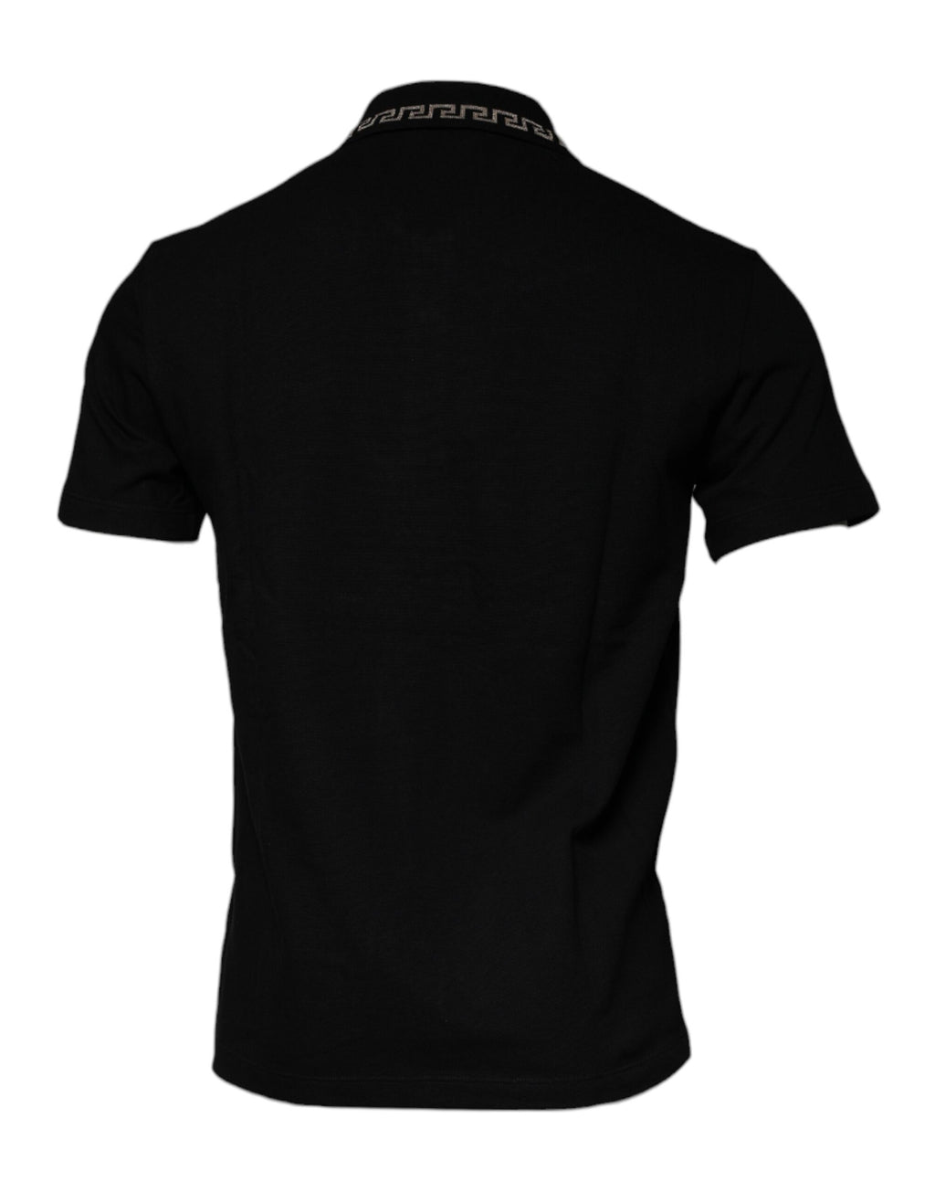 Polo de manga corta con cuello de viscosa negra de Versace