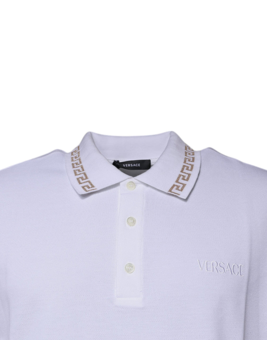 Polo de manga corta con cuello de viscosa blanca de Versace para hombre