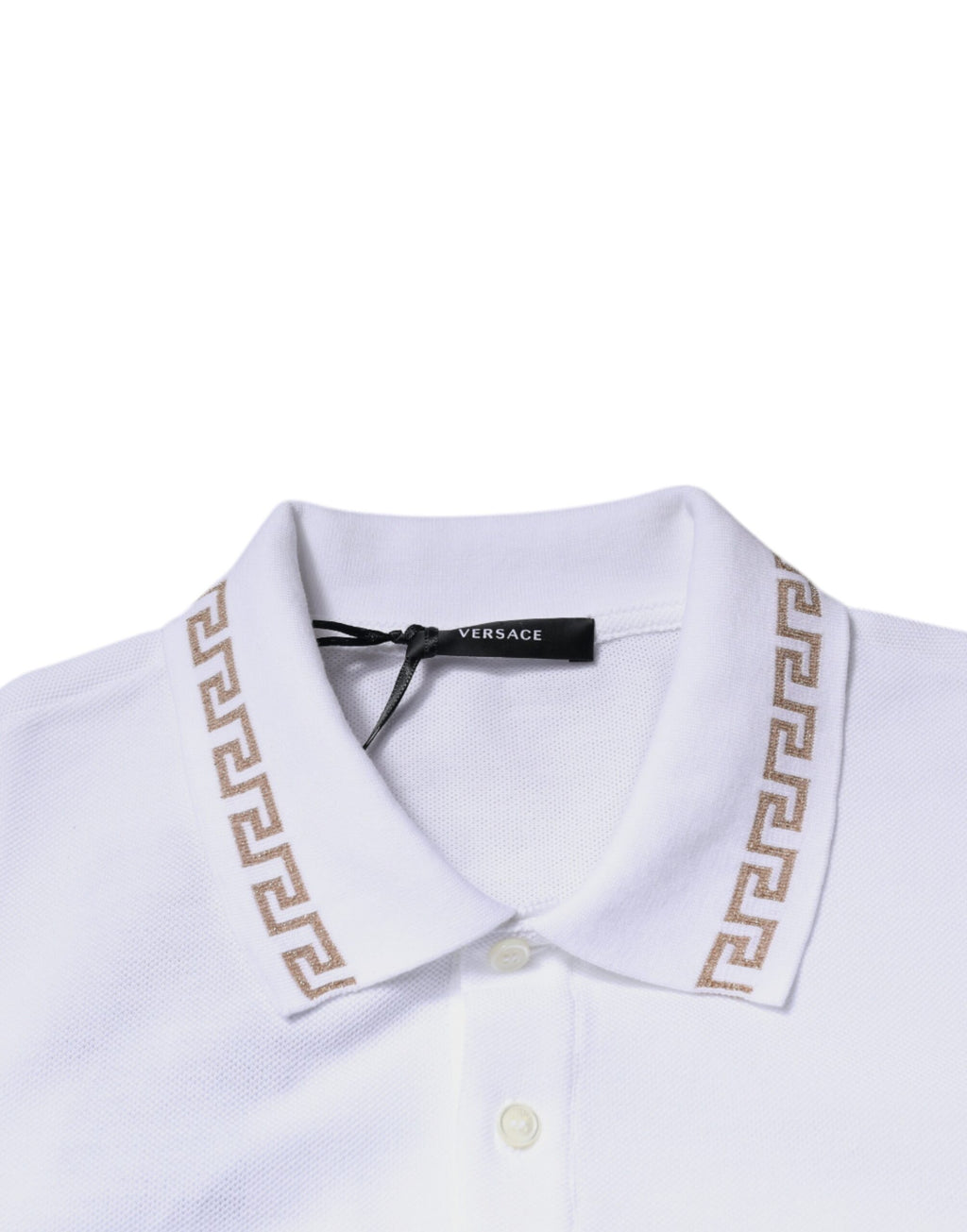 Polo de manga corta con cuello de viscosa blanca de Versace para hombre