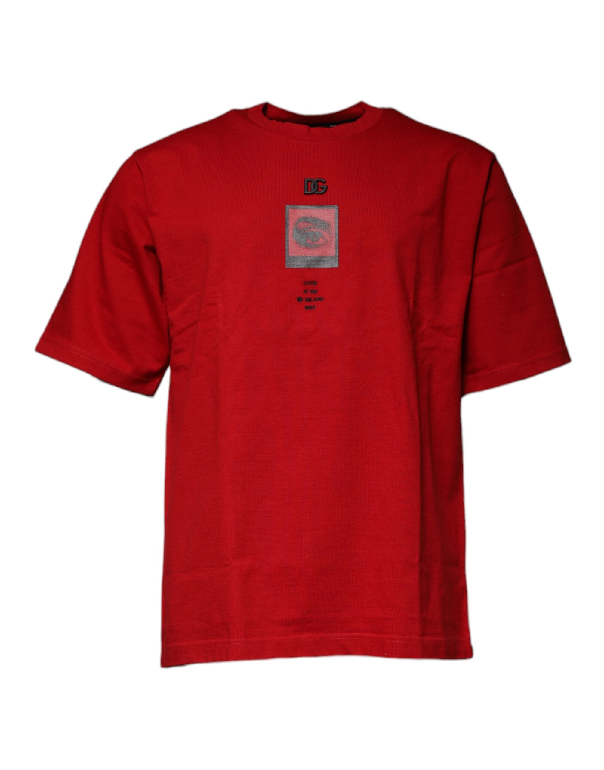 Camiseta de cuello redondo de algodón Dolce &amp; Gabbana Red DG Eye