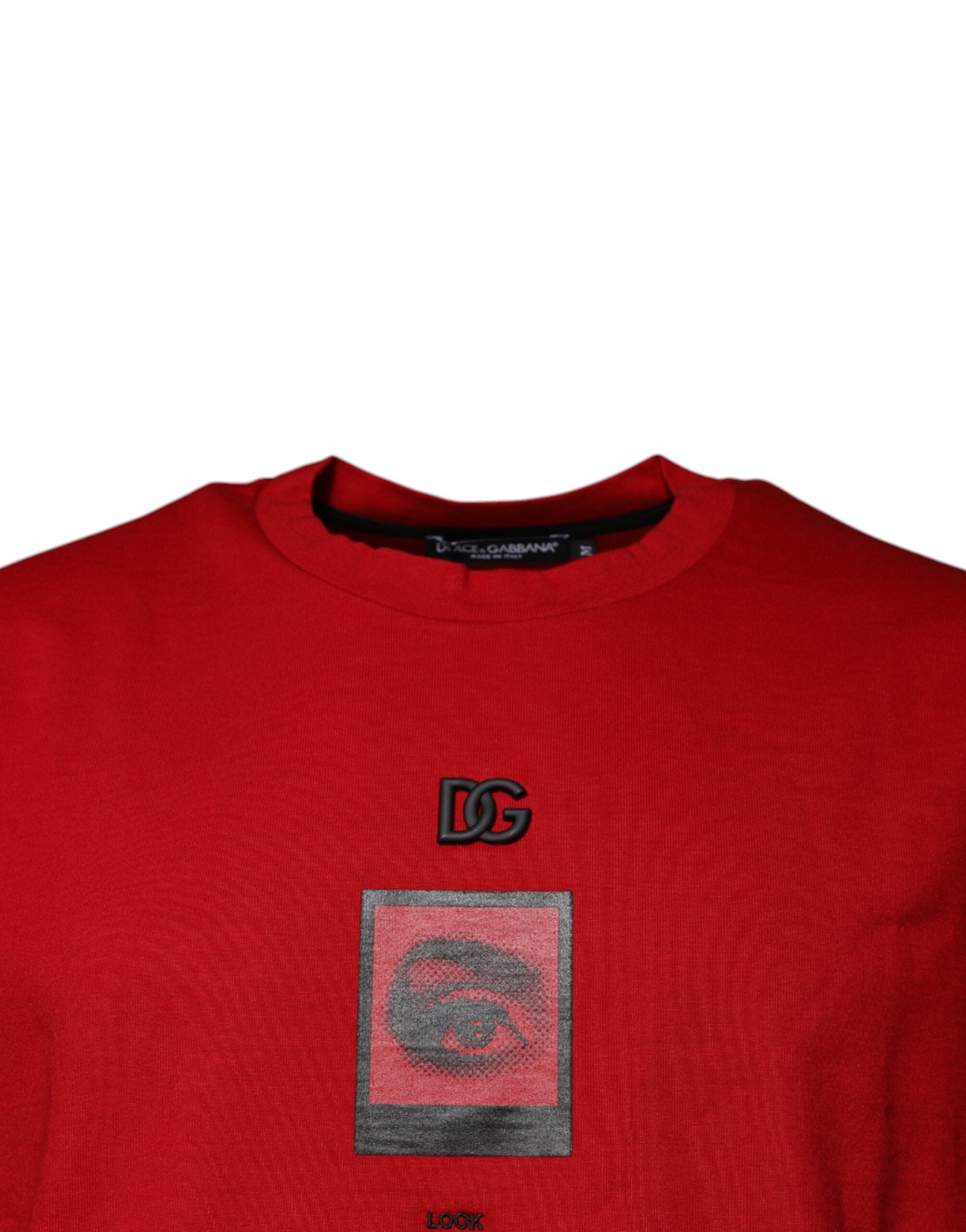 Camiseta de cuello redondo de algodón Dolce &amp; Gabbana Red DG Eye
