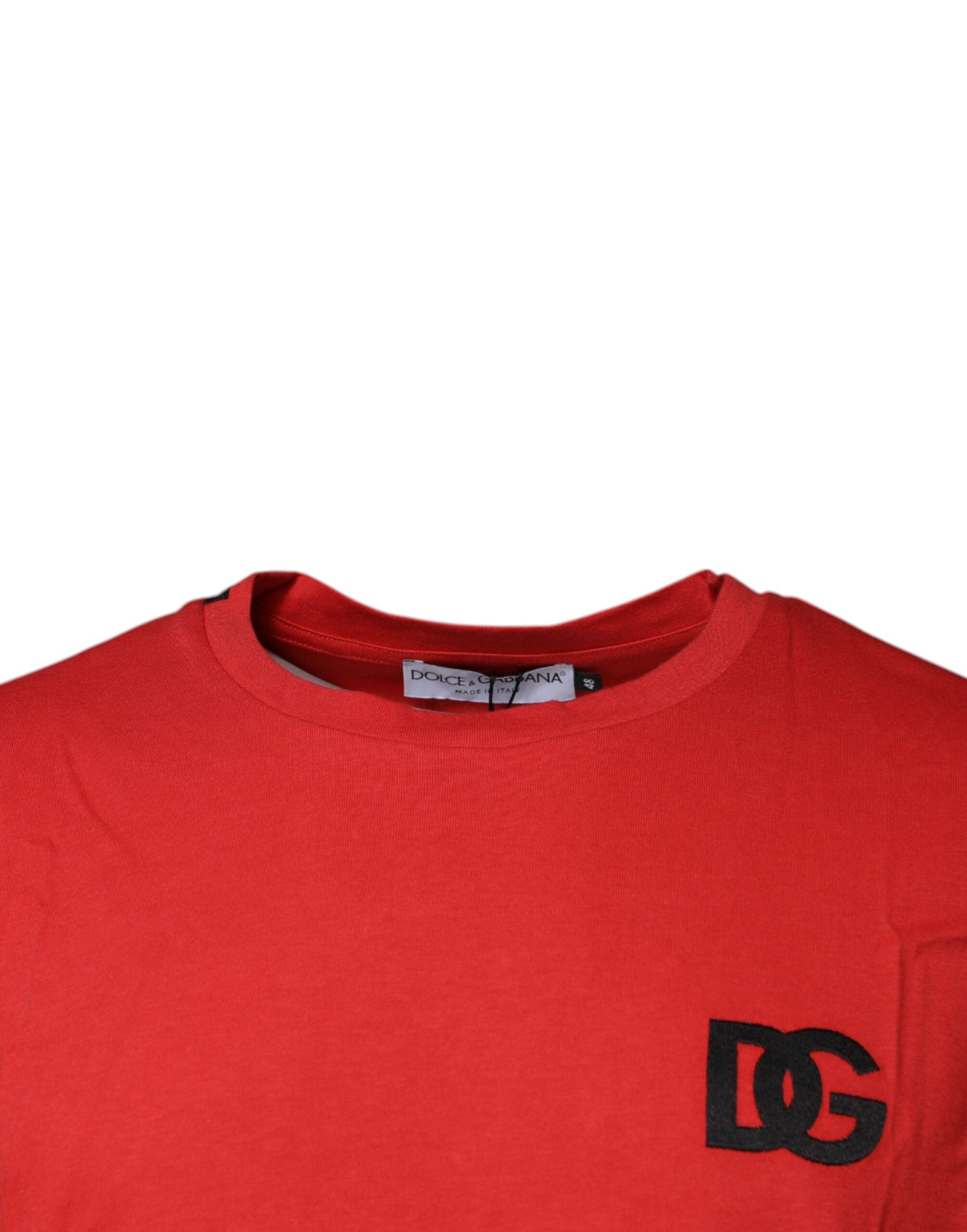 Camiseta de algodón con cuello redondo y logotipo DG rojo de Dolce &amp; Gabbana