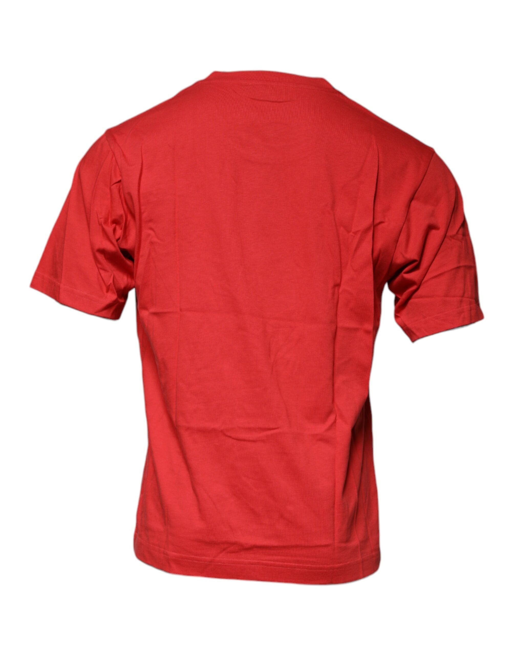 Camiseta de algodón con cuello redondo y logotipo DG rojo de Dolce &amp; Gabbana