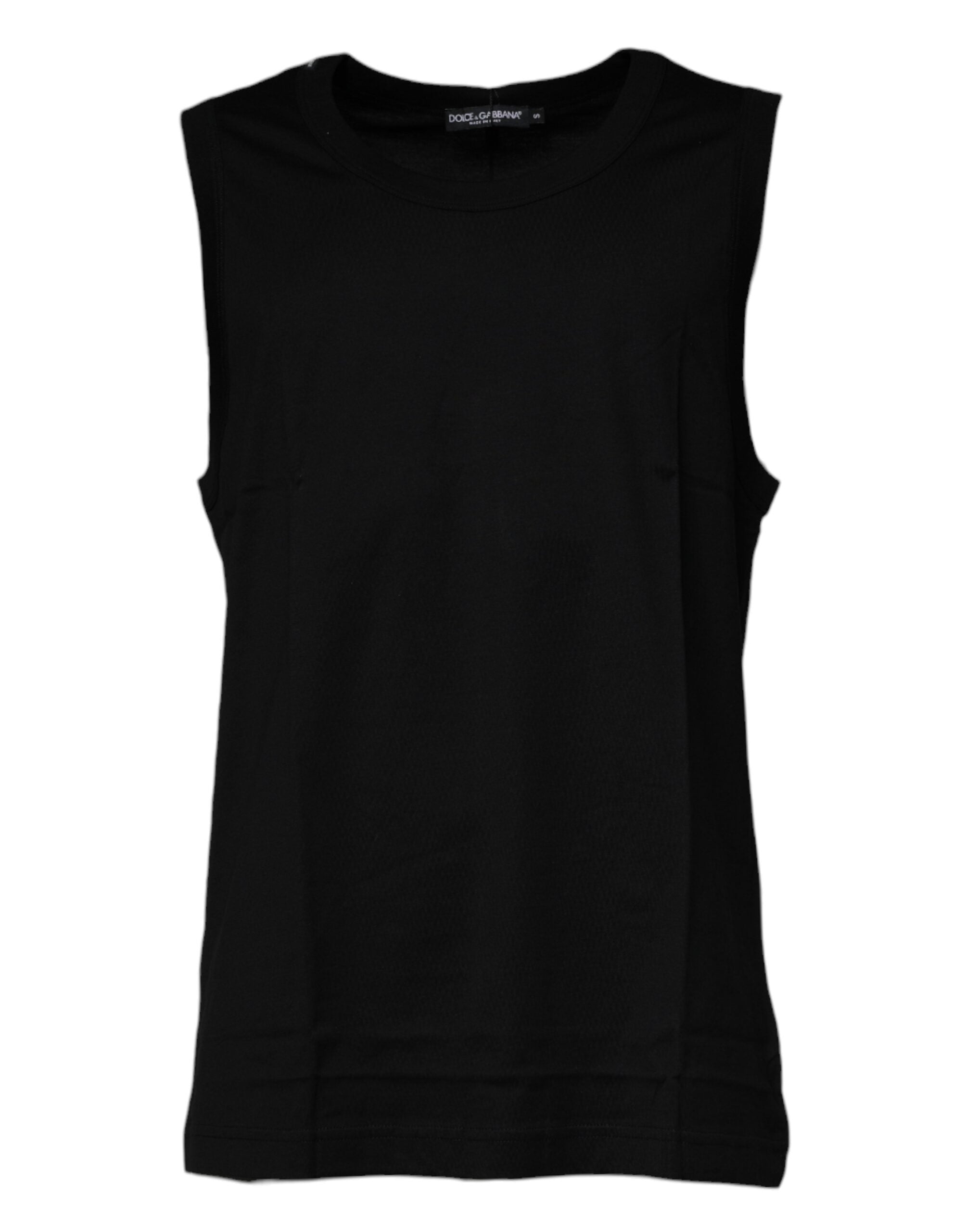 Camiseta sin mangas de cuello redondo de algodón negra de Dolce &amp; Gabbana